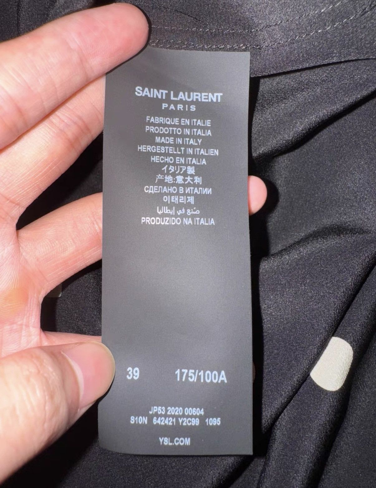 Saint Laurent Paris Saint Laurent 20FW Silk Black/White Large Polka Dot Shirt Size US L / EU 52-54 / 3 - 7 Thumbnail
