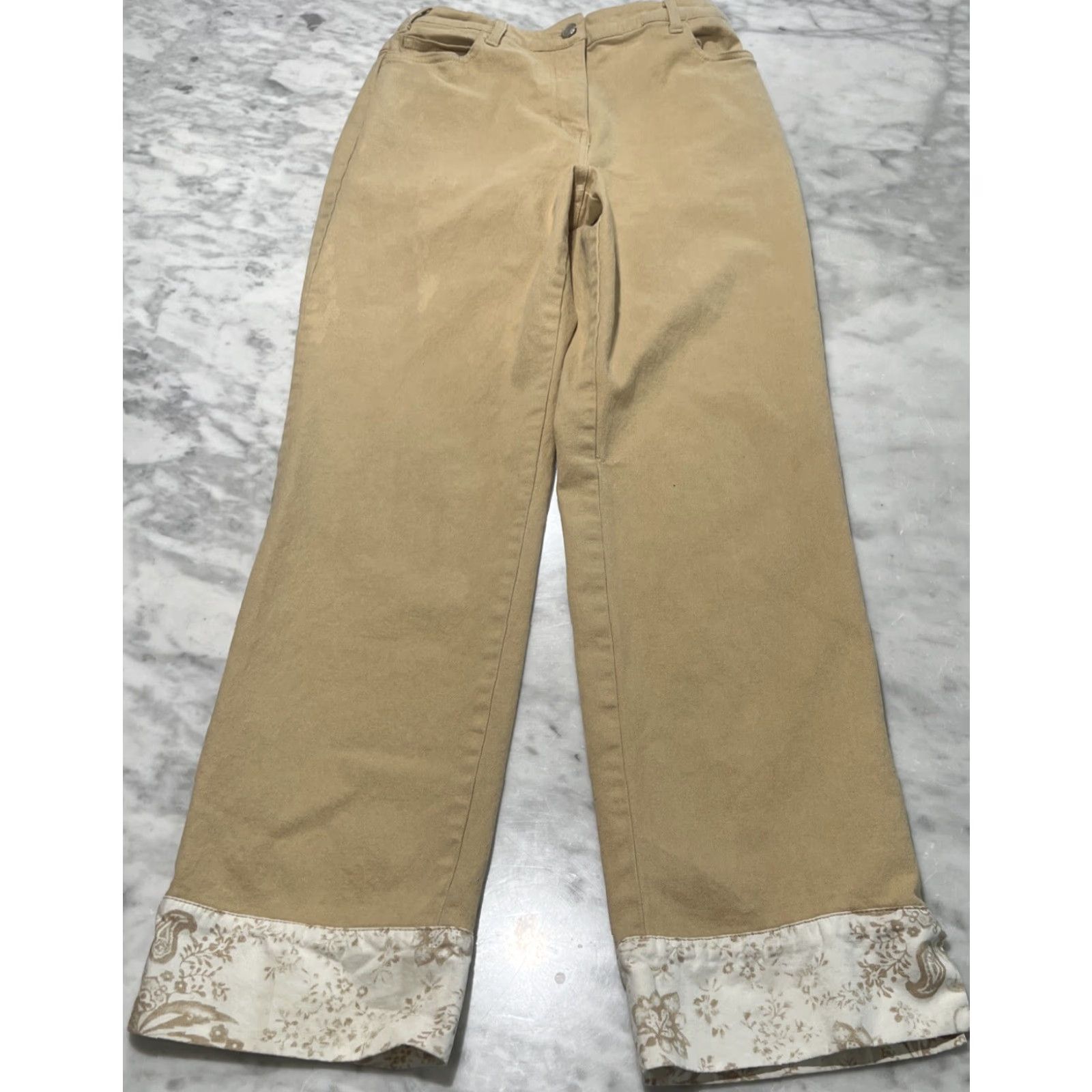 Denim & Co. VINTAGE Denim & Co Pants Women’s XS Khaki Elastic Waist Cotton Spandex Size 26" / US 2 / IT 38 - 3 Thumbnail