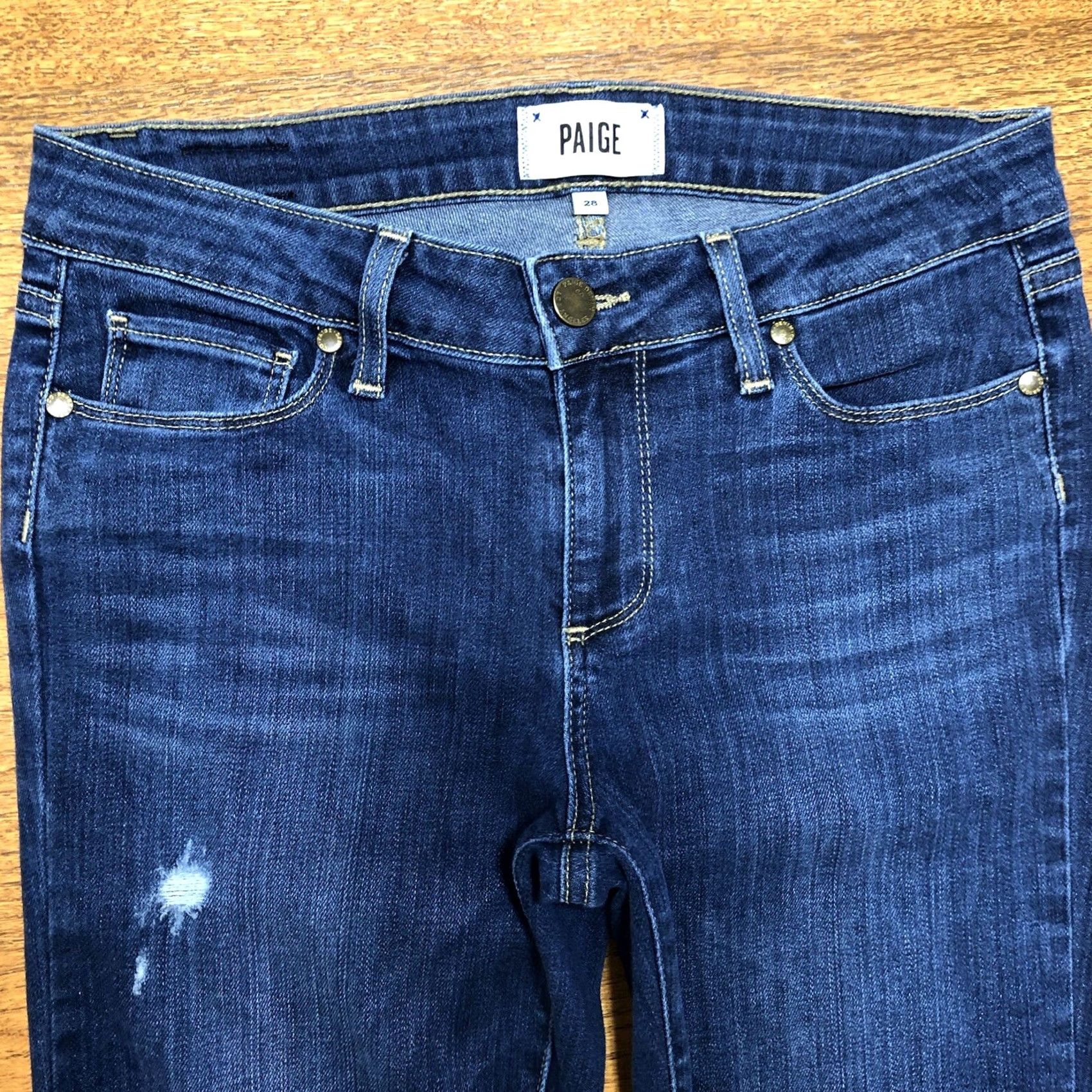 Paige VINTAGE Paige Jeans Verdugo Ultra Skinny Tag 28 X 29 Distressed Blue Denim Jeans Womens Slim 5-Pocket Bohemian USA City Size 28" / US 6 / IT 42 - 3 Thumbnail