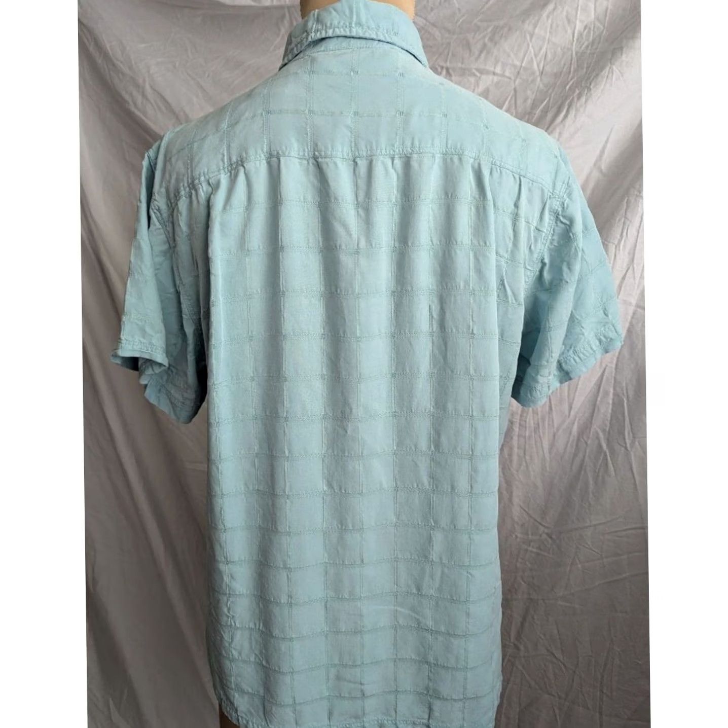 Vintage Allegheny Trail Light Blue Textured Windowpane Grid Short Sleeve Button Up Shirt Womens L Size L / US 10 / IT 46 - 2 Thumbnail
