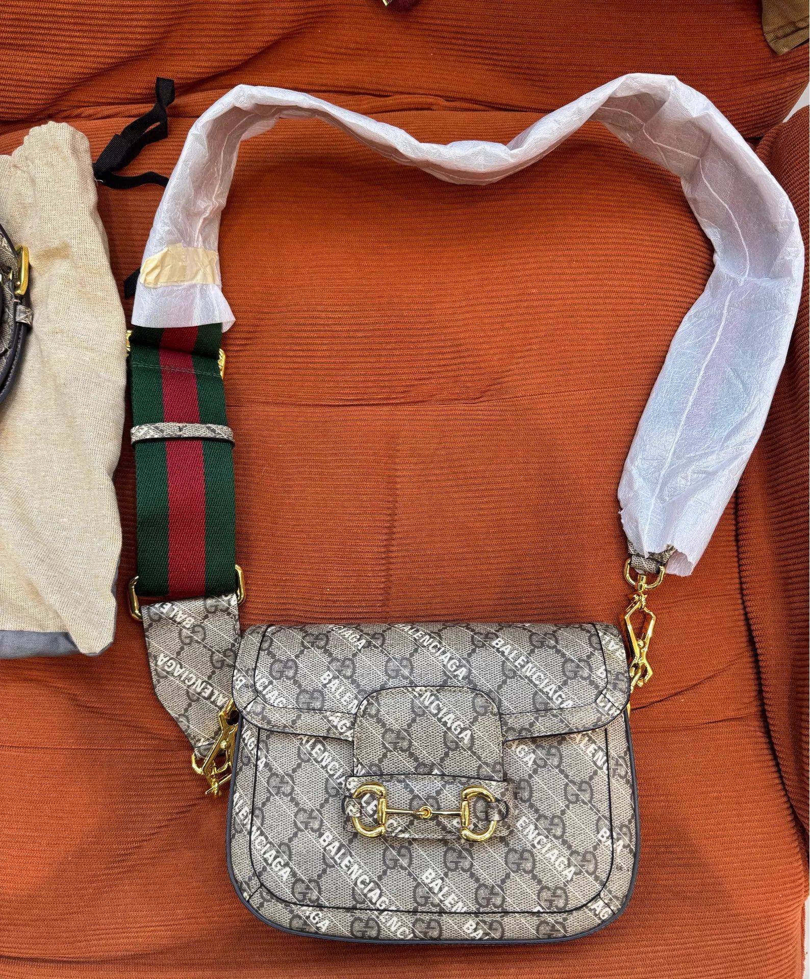 Gucci Gucci x Balenciaga Horsebit GG canvas mini crossbody ebony Size ONE SIZE - 1 Thumbnail