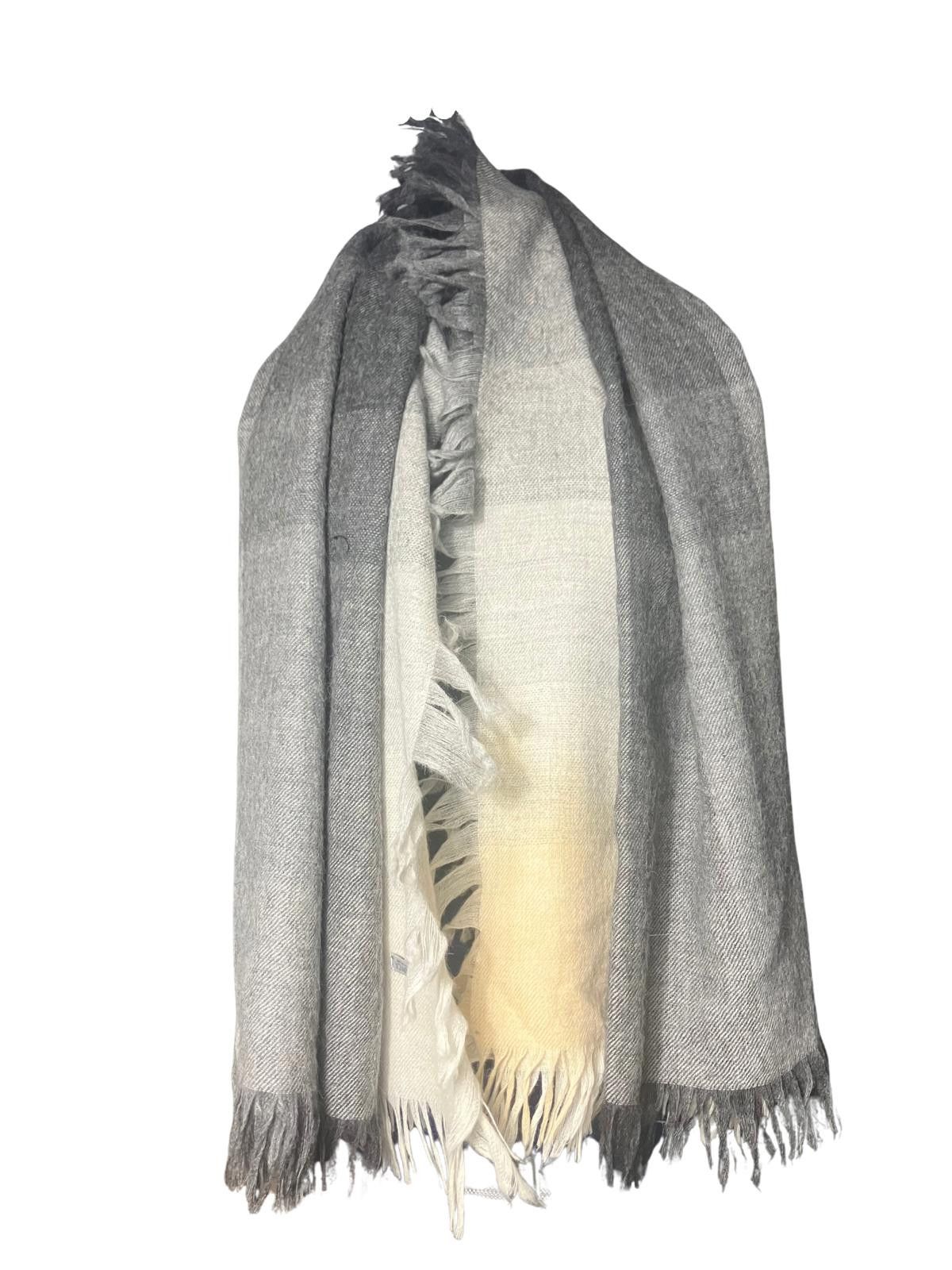 Unknown London Baby Alpaca Shawl Arequipa Peru Gray Ivory 53x58 Size ONE SIZE - 2 Thumbnail