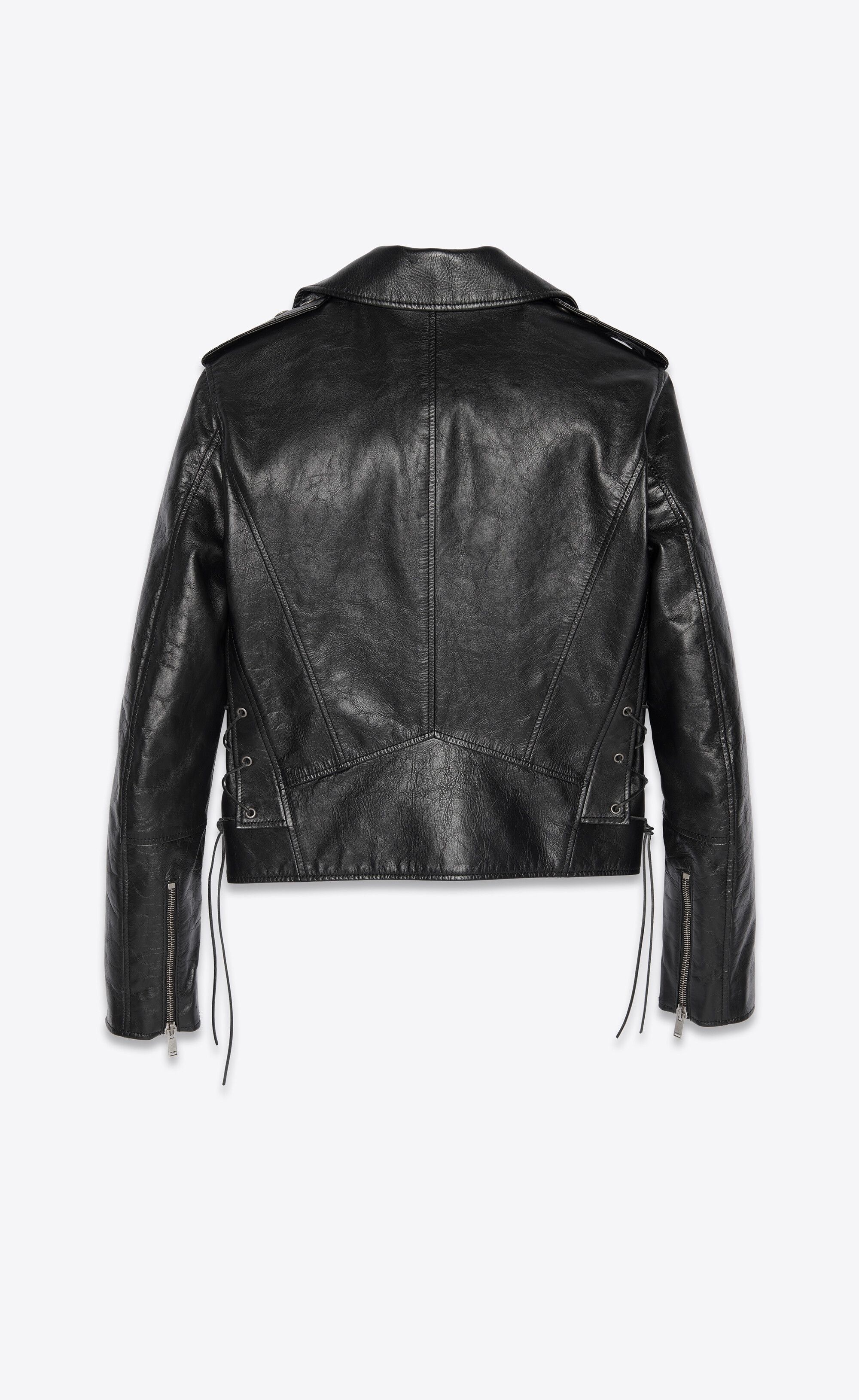 Saint Laurent Paris o1s1wg111224 Motorcycle Jacket Aged Leather Studs in Black Size XL / US 12-14 / IT 48-50 - 2 Thumbnail