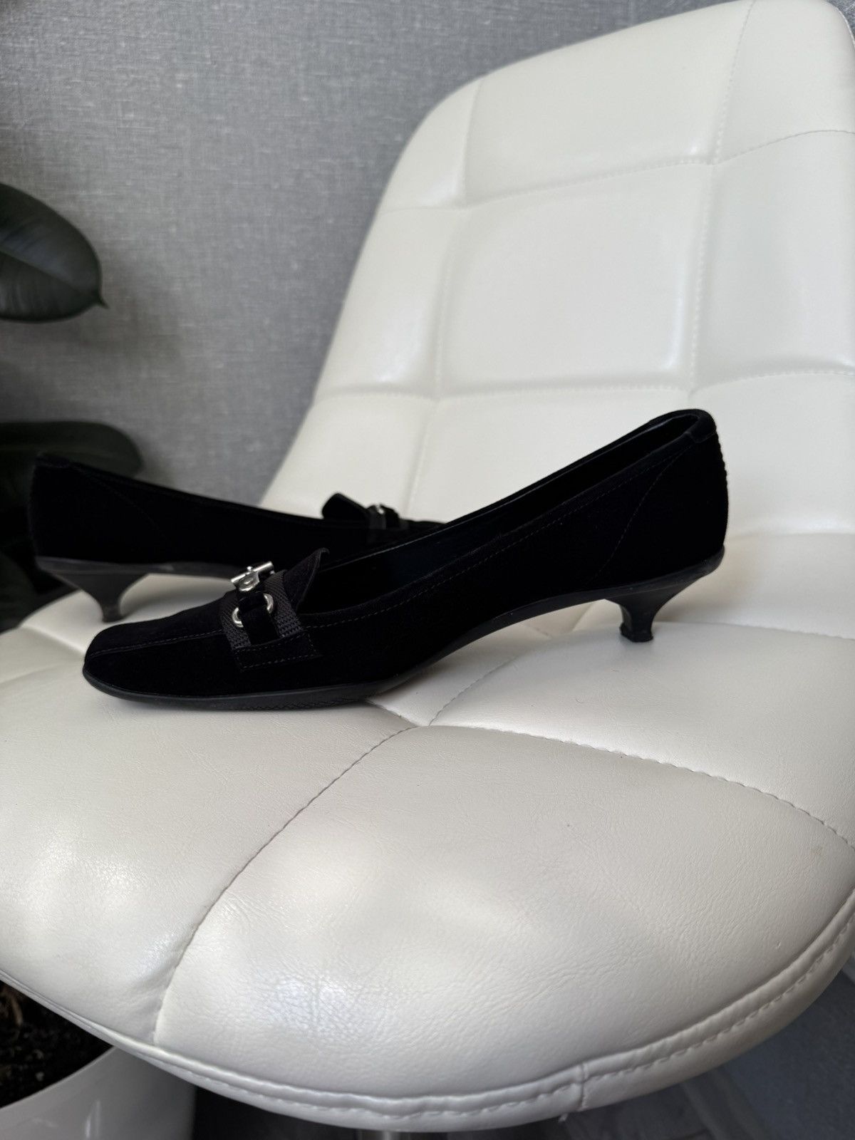 Prada Prada Kitten Heel Pumps Silver Buckle Black Suede Flats Size US 6.5 / IT 36.5 - 10 Thumbnail