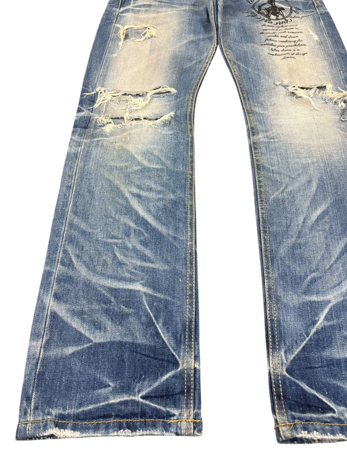 Hysteric Glamour Vintage Lolita Punk Printed Faded Wash Distress Jeans Size 31" - 6 Thumbnail