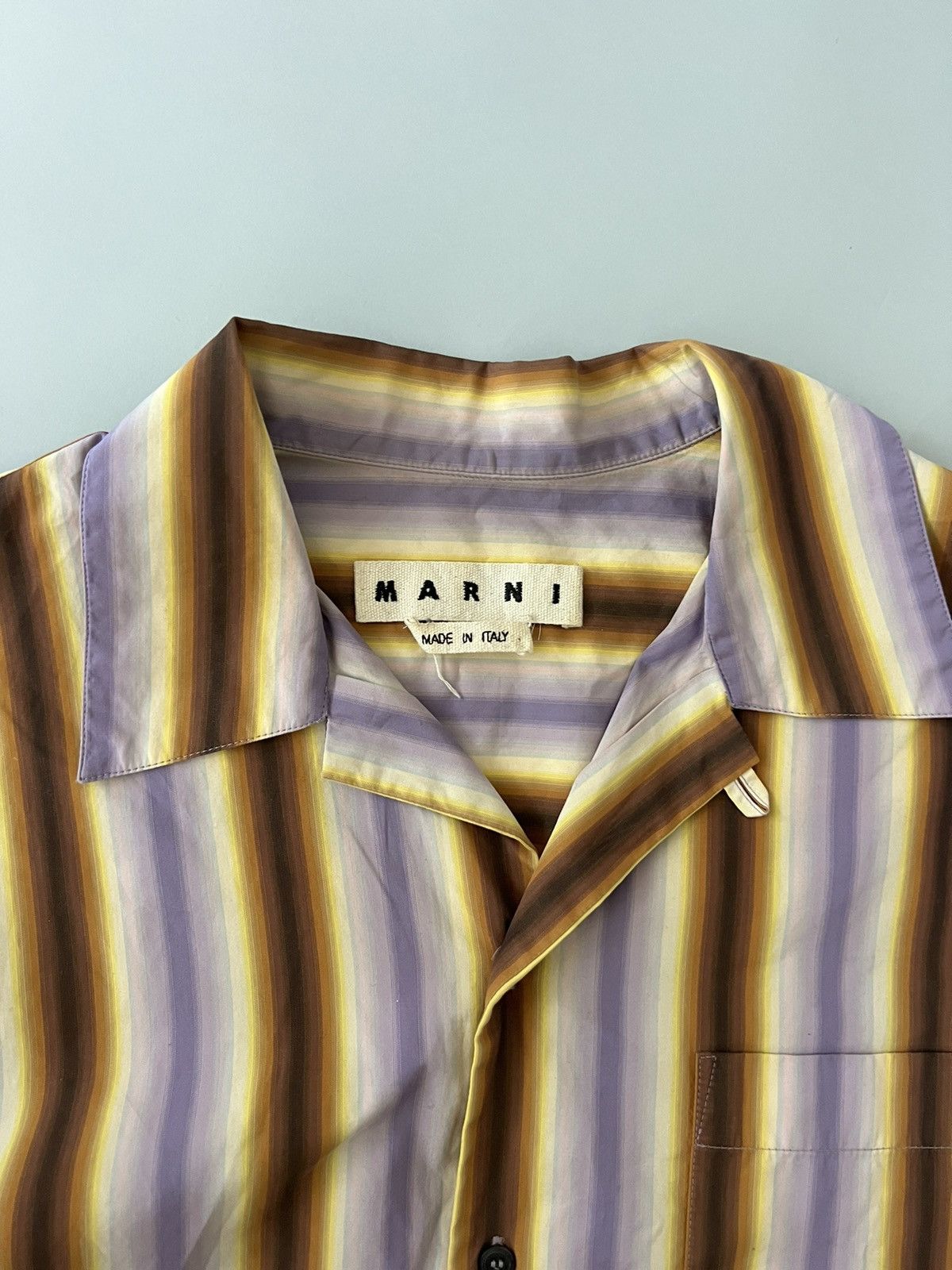Marni Marni Light Purple & Brown Striped Shirt Size US L / EU 52-54 / 3 - 5 Thumbnail