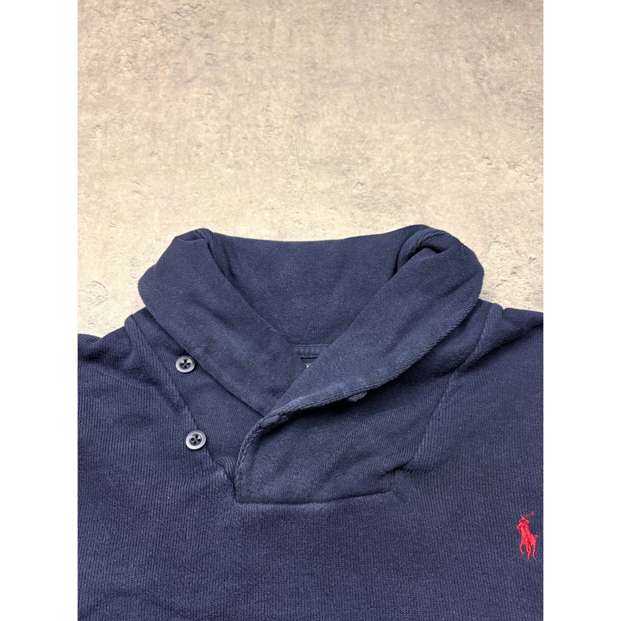 Polo Ralph Lauren Vintage Polo Ralph Lauren Shawl-Collar Sweatshirt in Navy Bl Size US XXL / EU 58 / 5 - 4 Thumbnail