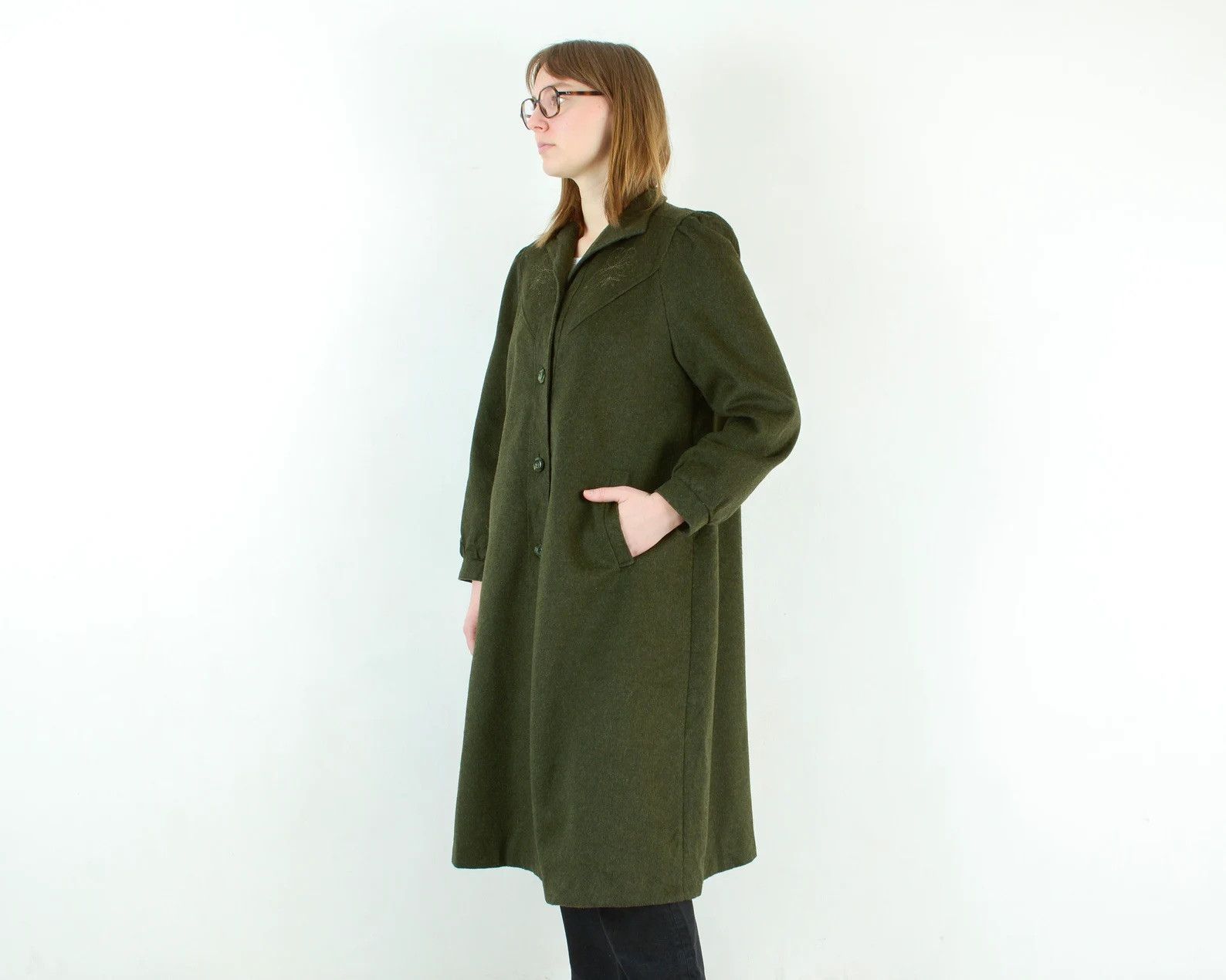 Other 70s Sport Loden women coat green jacket khaki winter Size M / US 6-8 / IT 42-44 - 3 Thumbnail