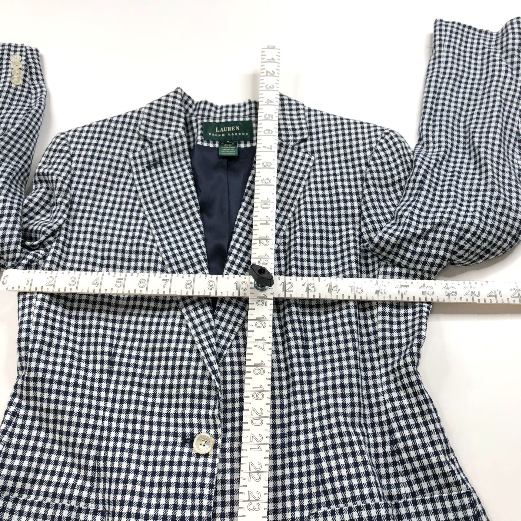 Ralph Lauren Lauren Ralph Lauren LRL 8 100% Linen One Button Blazer Jacket Blue Blazer Women Size 8 Regular Wool Lining Check Vintage? No Closet Cleanout Size M / US 6-8 / IT 42-44 - 4 Thumbnail