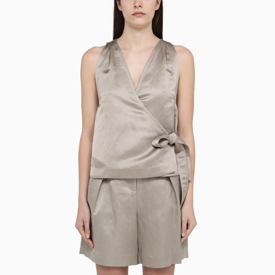 Calvin Klein o1d2blof0824 Viscose Blend Top With Bow in Beige Size XS / US 0-2 / IT 36-38 - 1 Thumbnail
