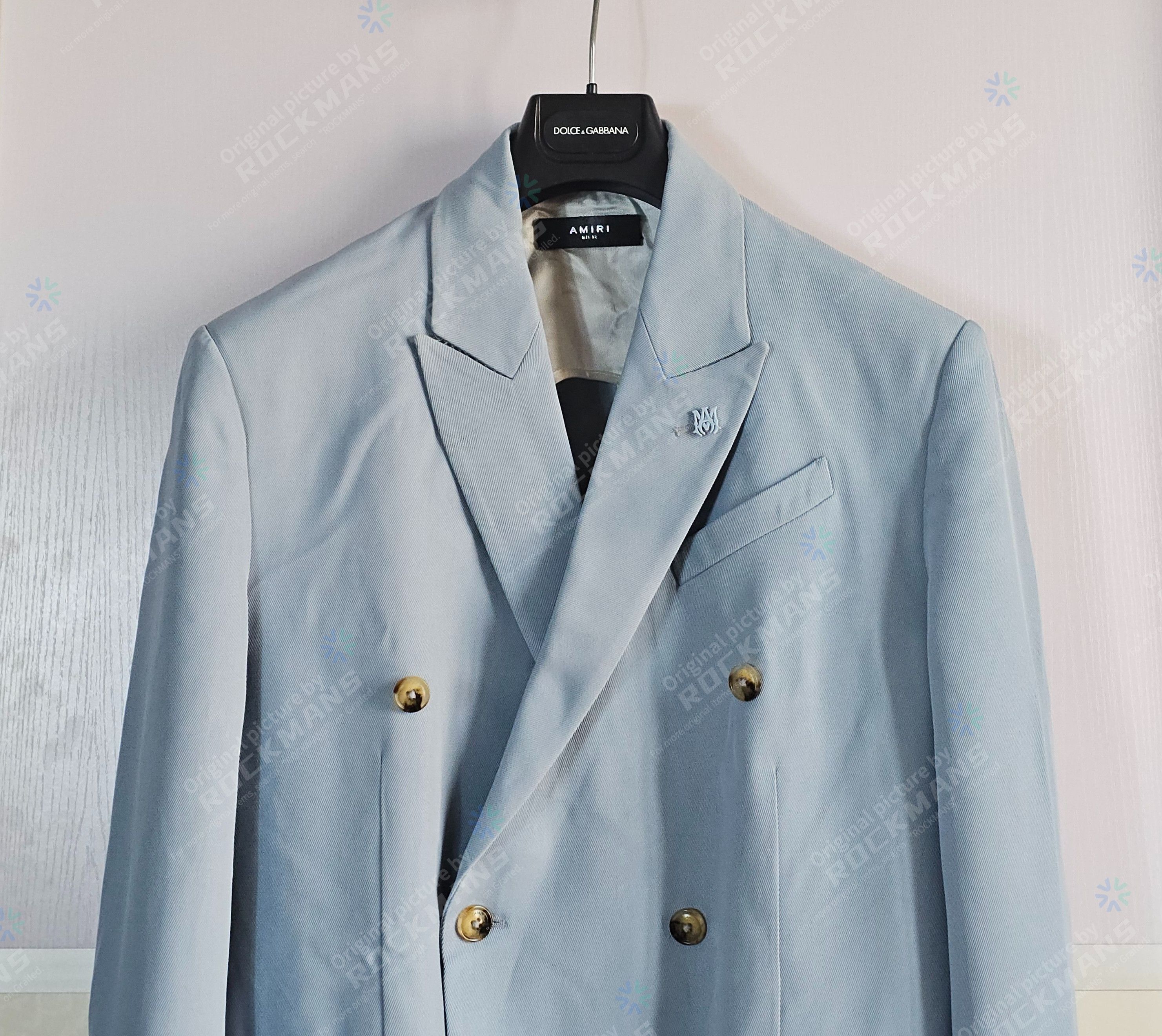Amiri Amiri Men Double Breasted Baby Blue Blazer Jacket Size 52 Size 52L - 2 Thumbnail