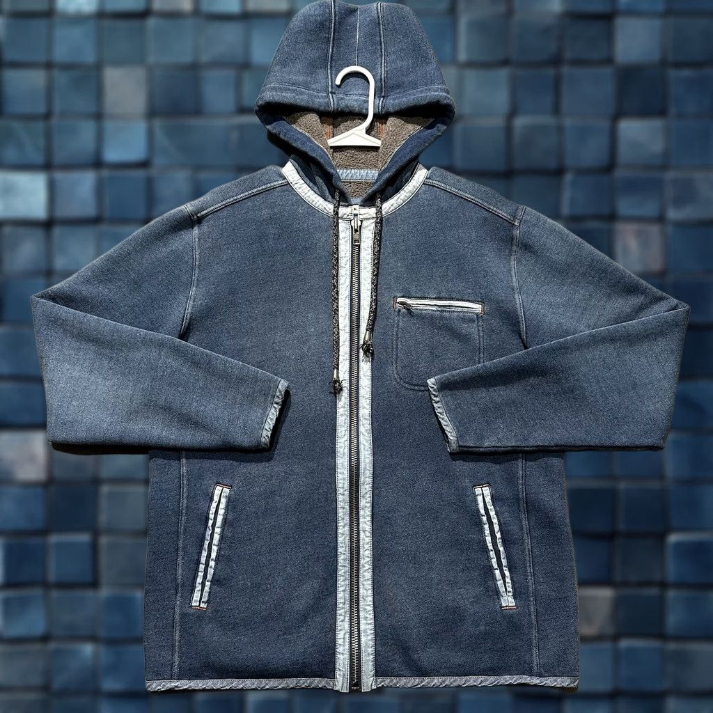 Vintage 32 Bar Blues Jacket Mens Large Blue Hooded Full Zip Lined Casual Spring Fall Size US L / EU 52-54 / 3 - 1 Thumbnail