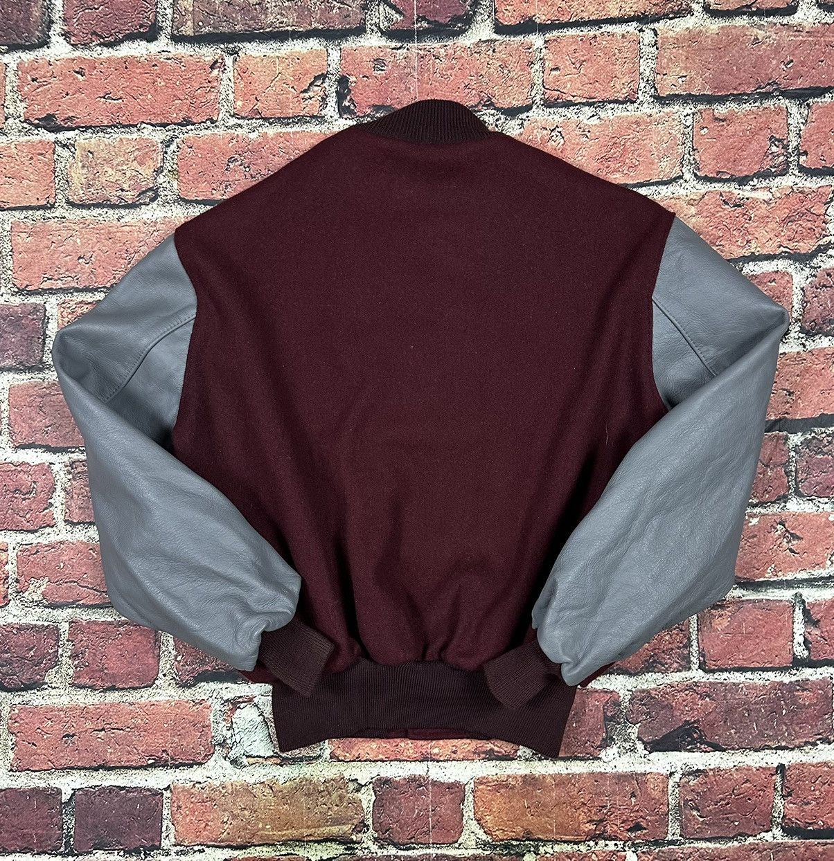 Delong × Vintage Vintage DeLong Letterman Varsity Jacket 80s Wool Leather Size US L / EU 52-54 / 3 - 3 Thumbnail