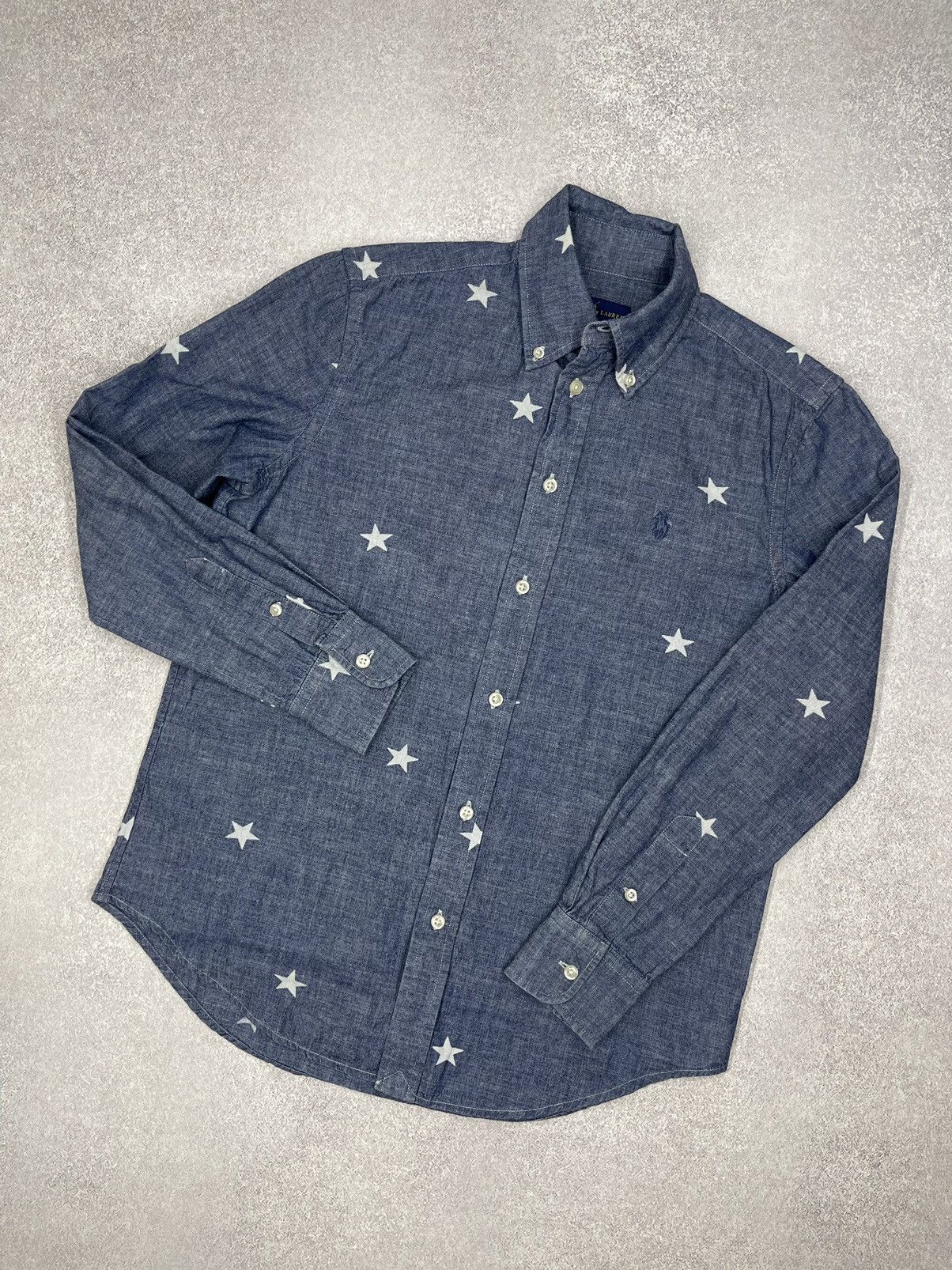 Polo Ralph Lauren Mens Polo Ralph Lauren Shirt Blue Full Star Print Y2K Size S Size US S / EU 44-46 / 1 - 1 Thumbnail