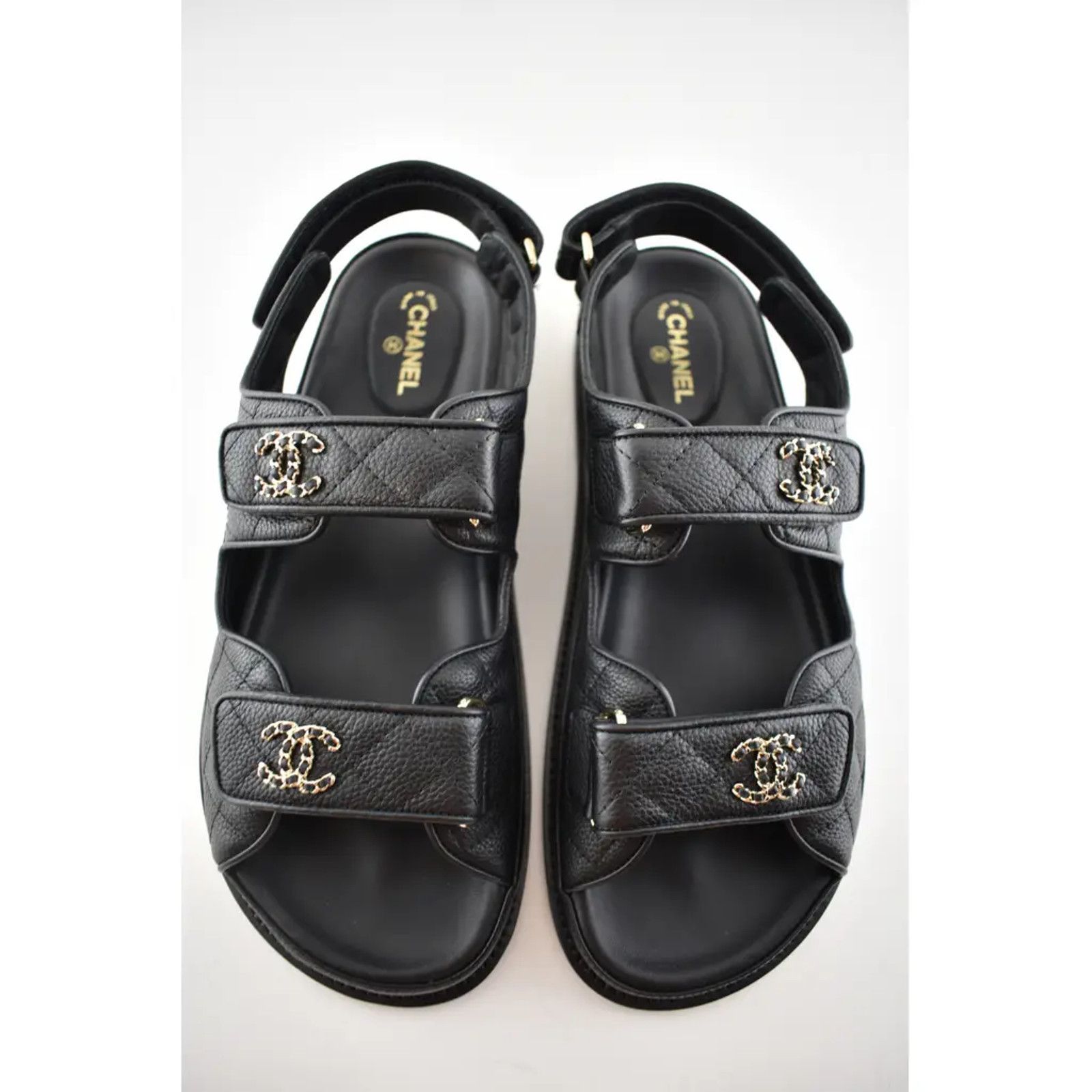 Chanel Chanel REV Black Caviar Gold CC Logo Mule Slide Strap Flat Size US 8 / IT 38 - 6 Thumbnail