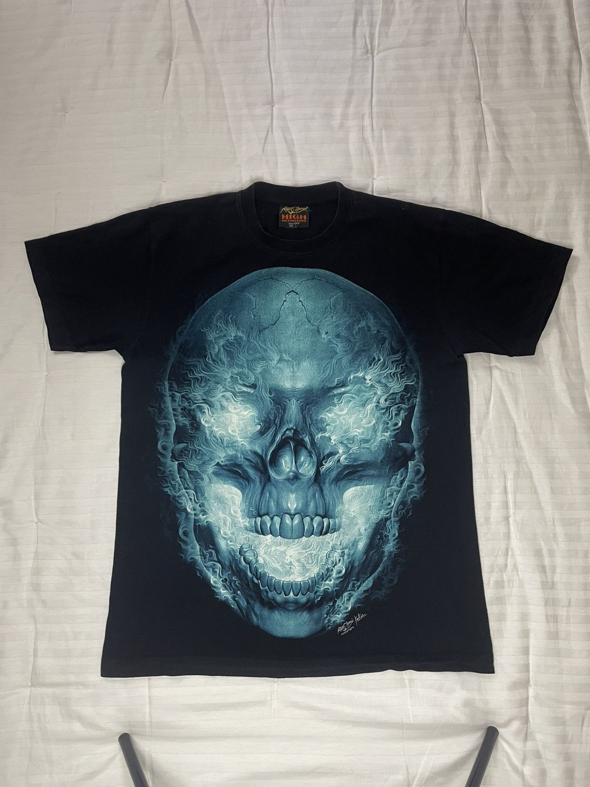 Vintage Vintage Double Side Rock & Hang Skeleton Scull Flame Tee Size US L / EU 52-54 / 3 - 1 Thumbnail
