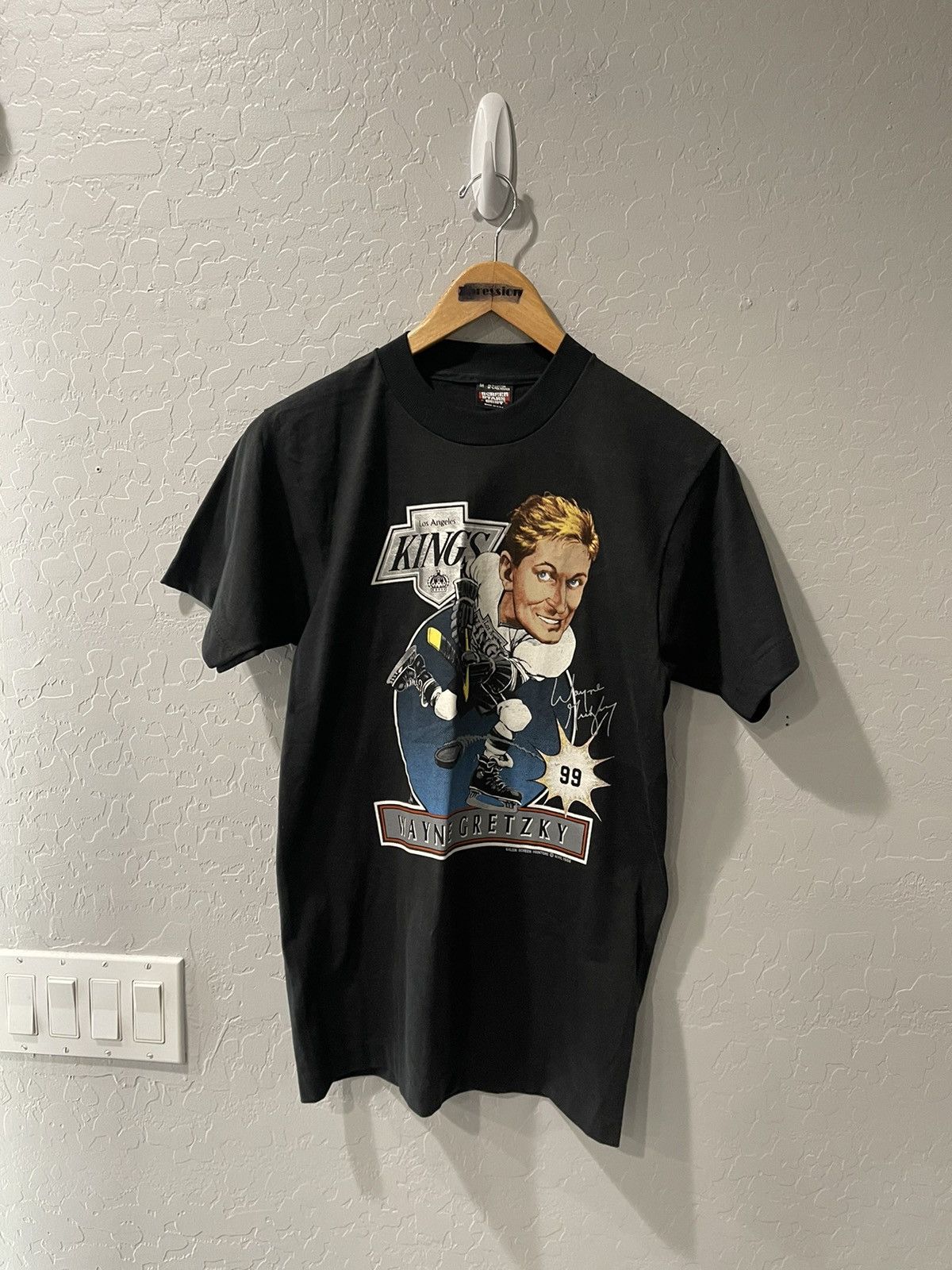 Image of Nhl x Salem Vintage Salem Sportswear Wayne Gretzky Caricature Shirt S in Black, Men's (Size Small)