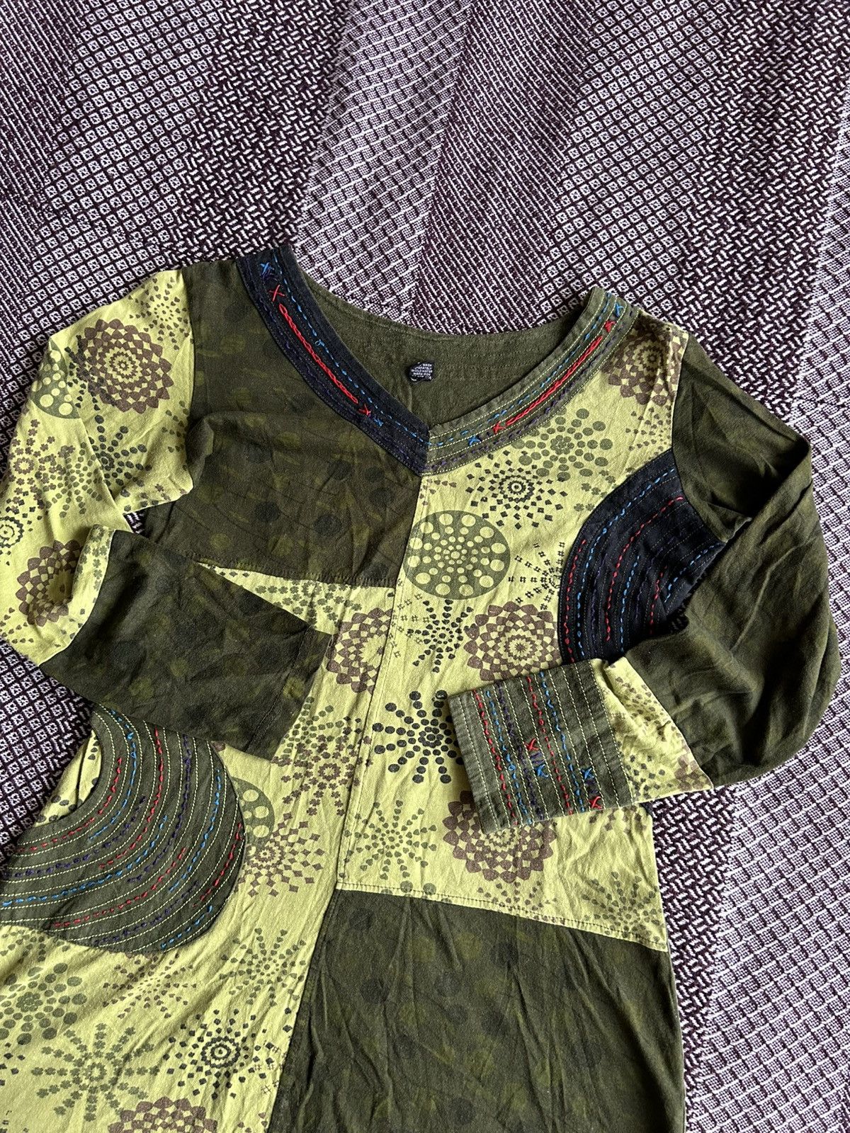Vintage Vintage Nepal Y2K Women Dress Green Boho Vibe Size S/M Rare Size S / US 4 / IT 40 - 3 Thumbnail