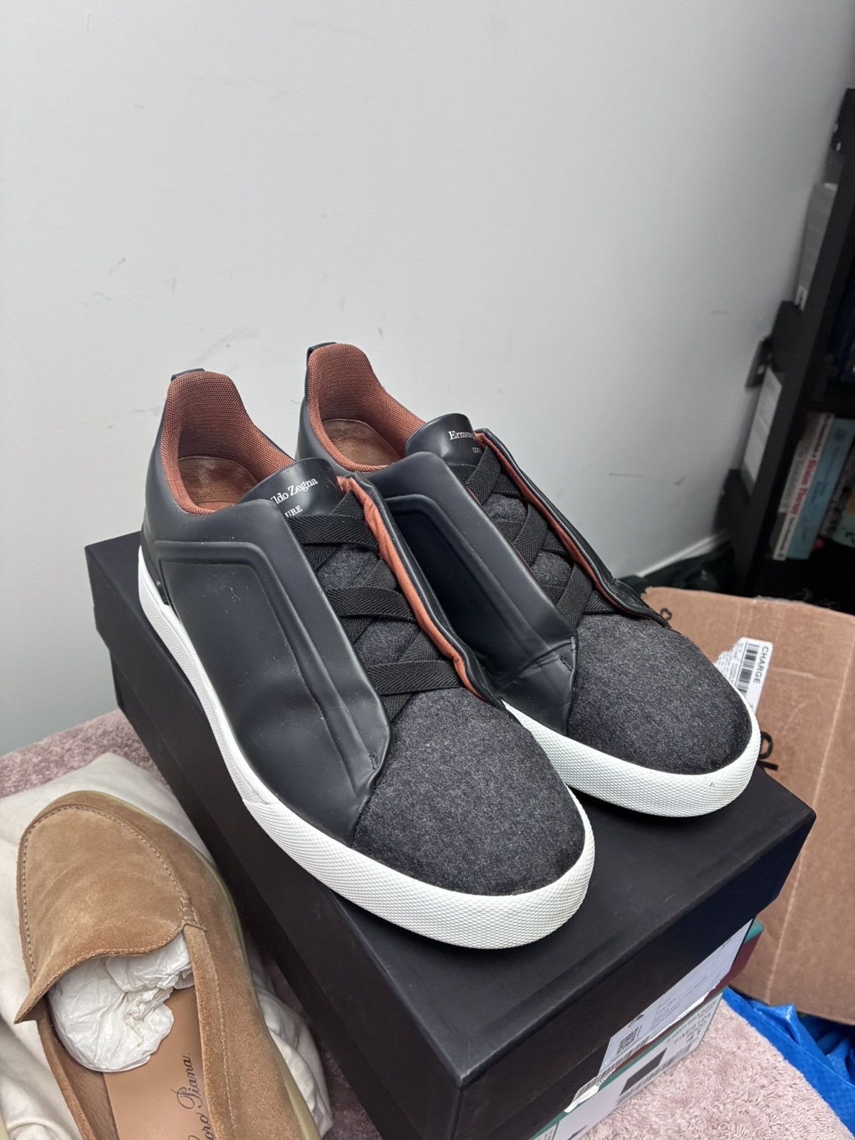 Ermenegildo Zegna zegna wool and leather triple stitch uk 8.5 eu 42.5 Size US 9.5 / EU 42-43 - 1 Thumbnail