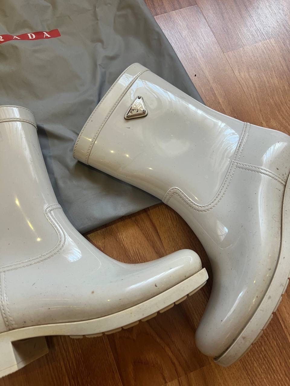 Prada Prada Logo Rubber Rain Boots Size US 8 / IT 38 - 3 Thumbnail