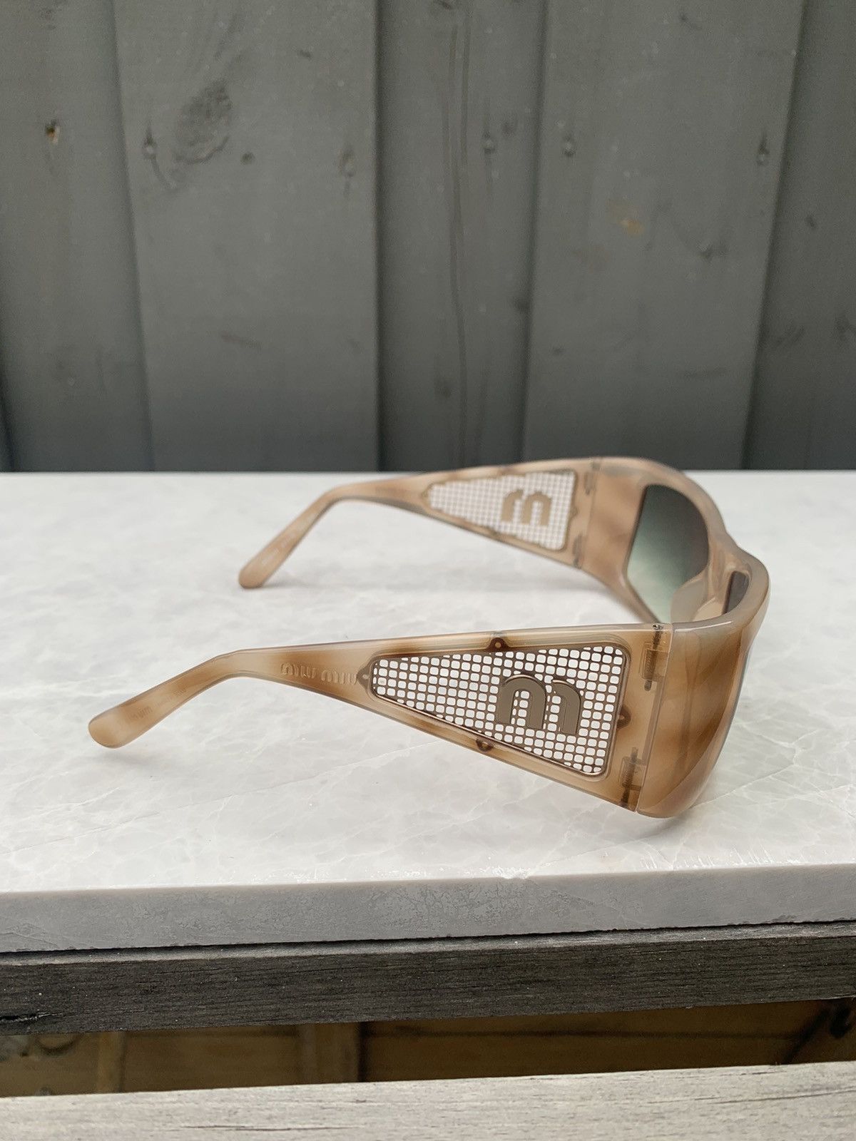 Miu Miu × Prada × Vintage 2000s Miu Miu Sunglasses Mesh Side Y2K Vintage Prada SMU01H Size ONE SIZE - 4 Thumbnail