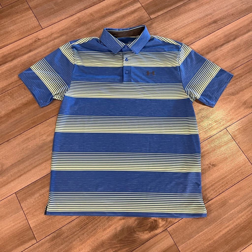 Under Armour Under Armour Blue Stripe Athletic Casual Polo Men Large Bin Size US L / EU 52-54 / 3 - 1 Thumbnail
