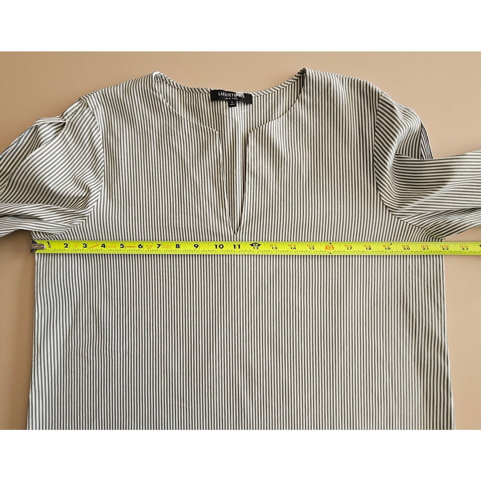 Lafayette 148 Lafayette 148 Khloe Striped Split Sleeves w/Ties Tunic Top L Size L / US 10 / IT 46 - 7 Thumbnail