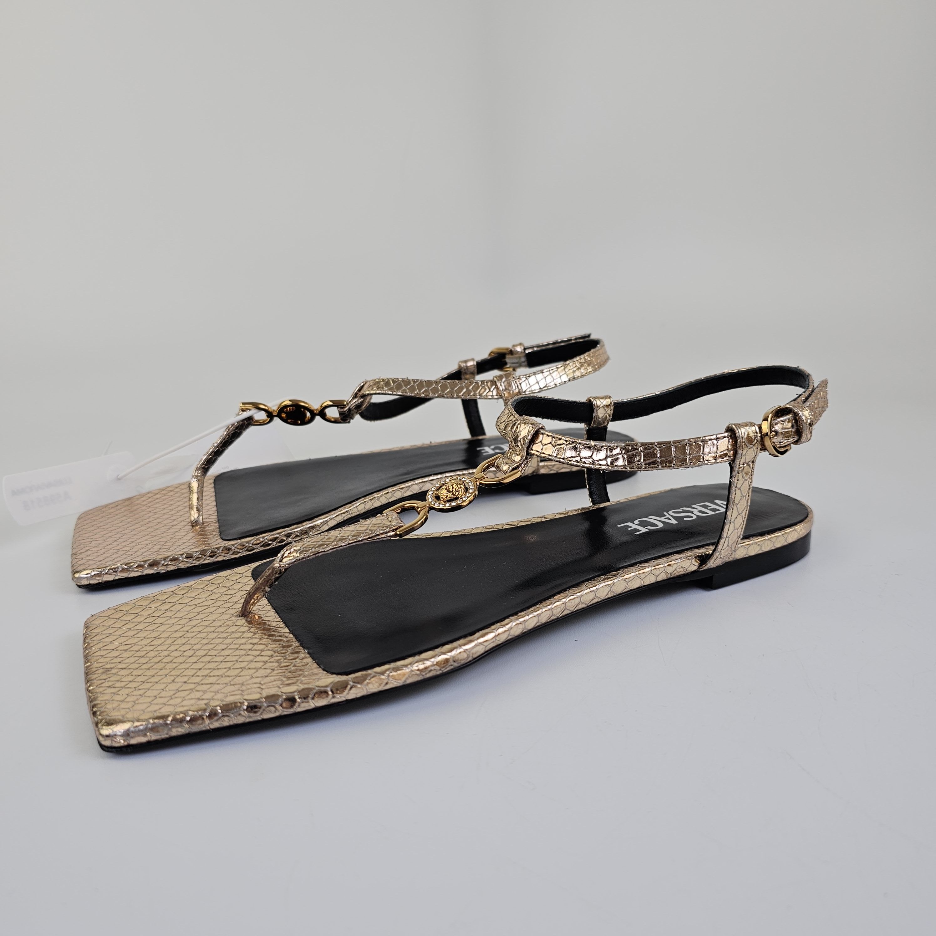 Versace Versace Medusa '95 Gold Leather Flat Sandals New Size US 7 / IT 37 - 15 Thumbnail