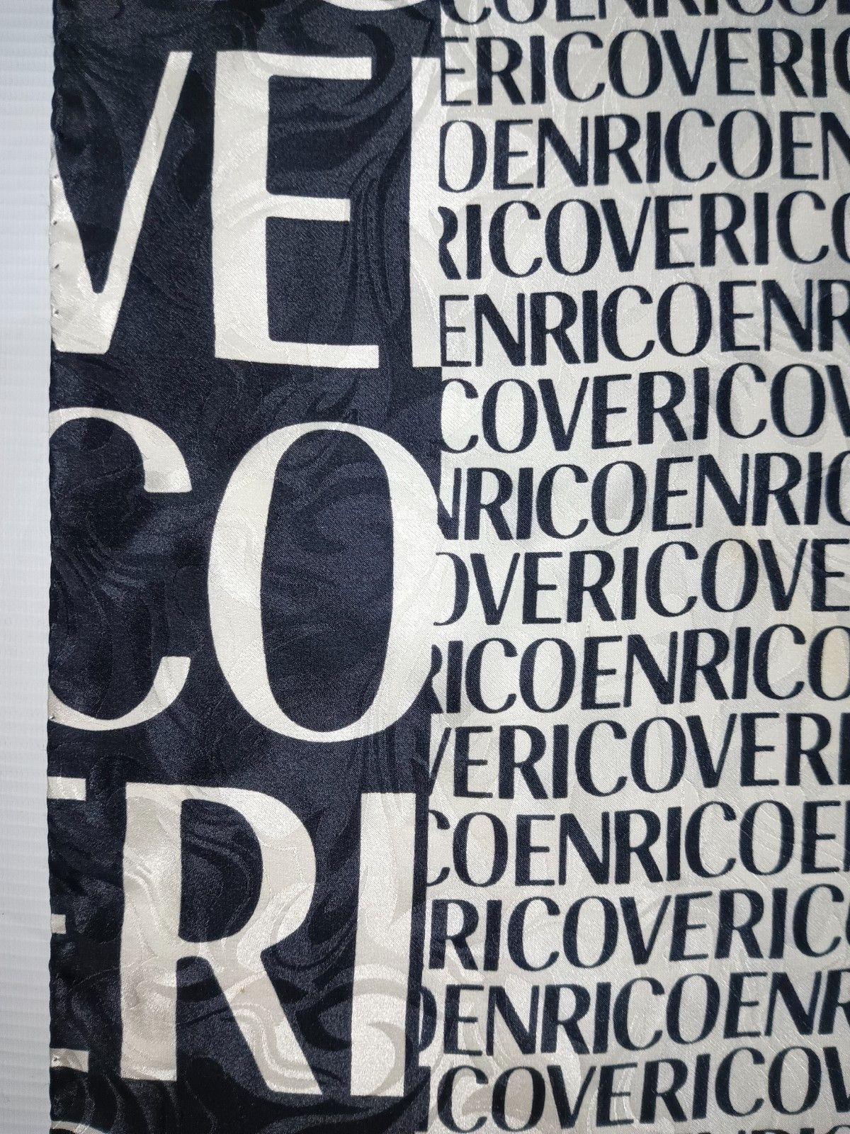 Enrico Coveri ENRICO COVERI Italy Logo Monogram Black White Silk Scarf Size ONE SIZE - 7 Thumbnail