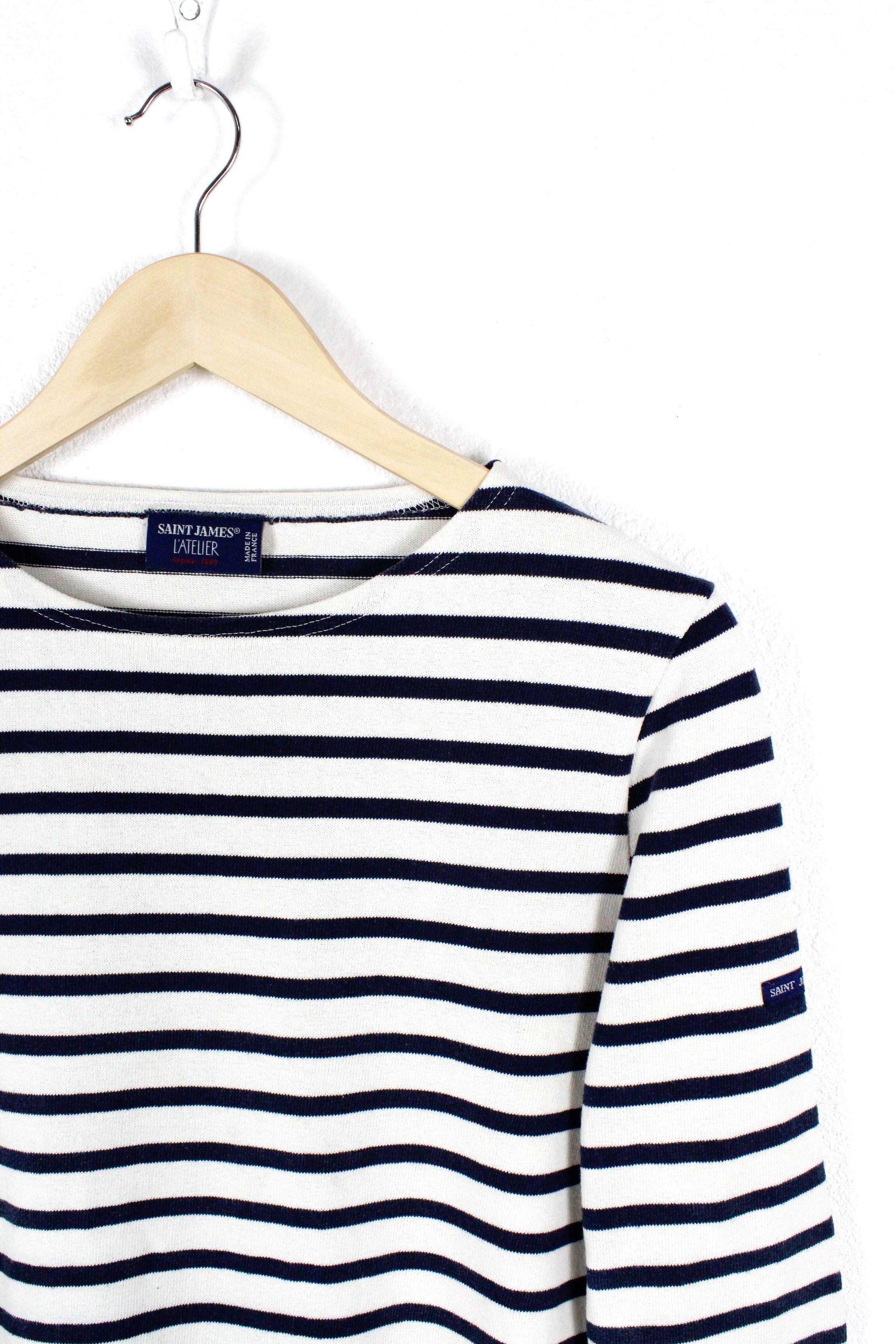 Saint James Womens Saint James L'Atelier Striped Breton LS T-shirt 90s Size L / US 10 / IT 46 - 2 Thumbnail
