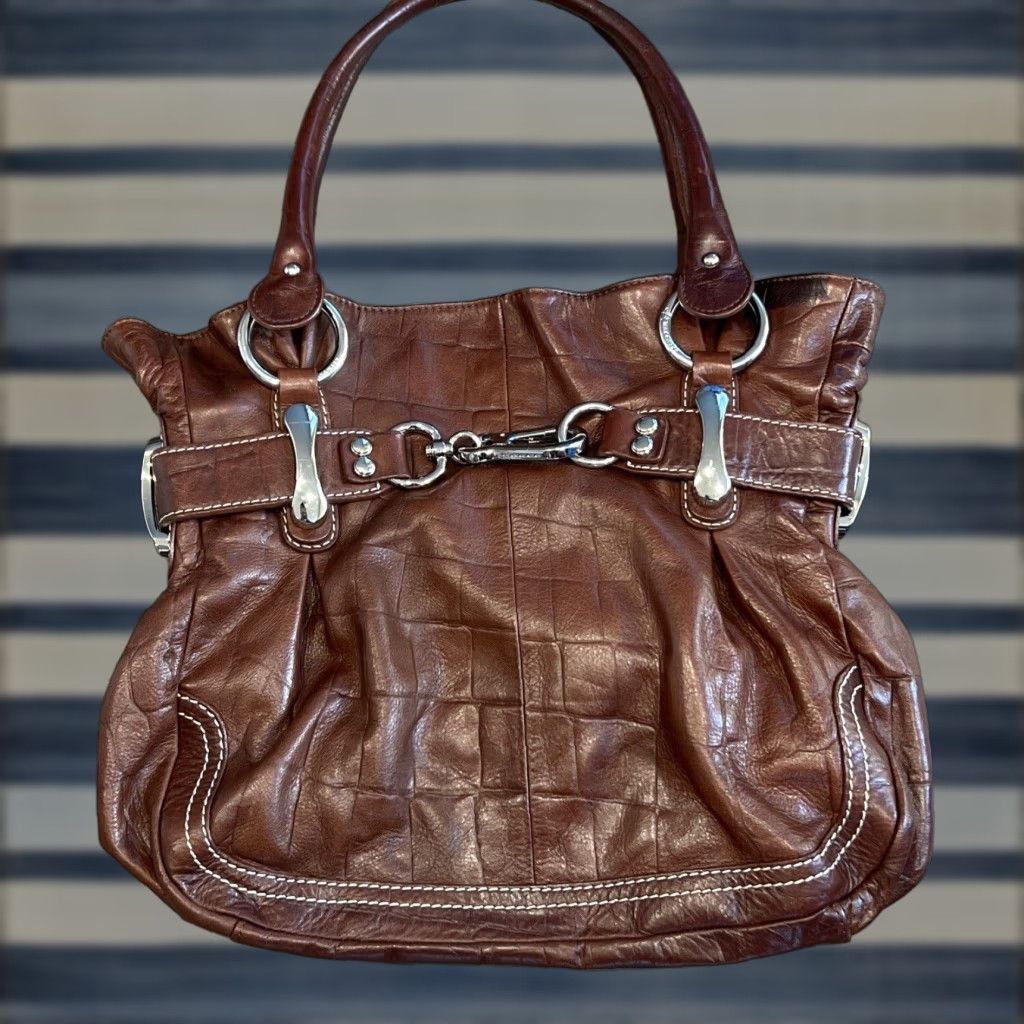 Vintage B. Makowsky Hobo Bag Purse Large Dark Brown Genuine Leather Shoulder Bag for Women Size ONE SIZE - 1 Thumbnail