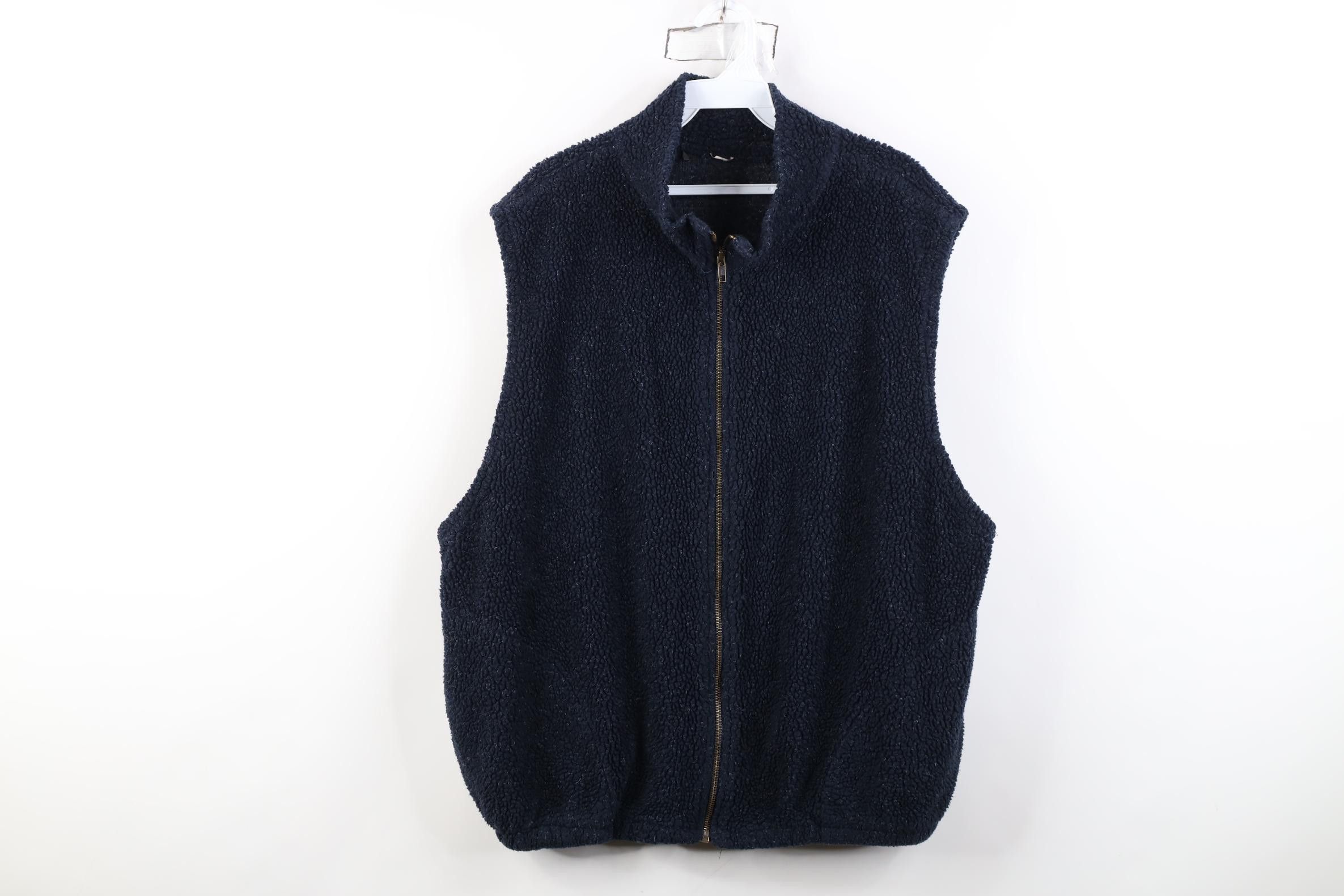 Vintage Vintage 90s Streetwear Fleece Full Zip Vest Jacket Navy Blue Size US XL / EU 56 / 4 - 1 Thumbnail