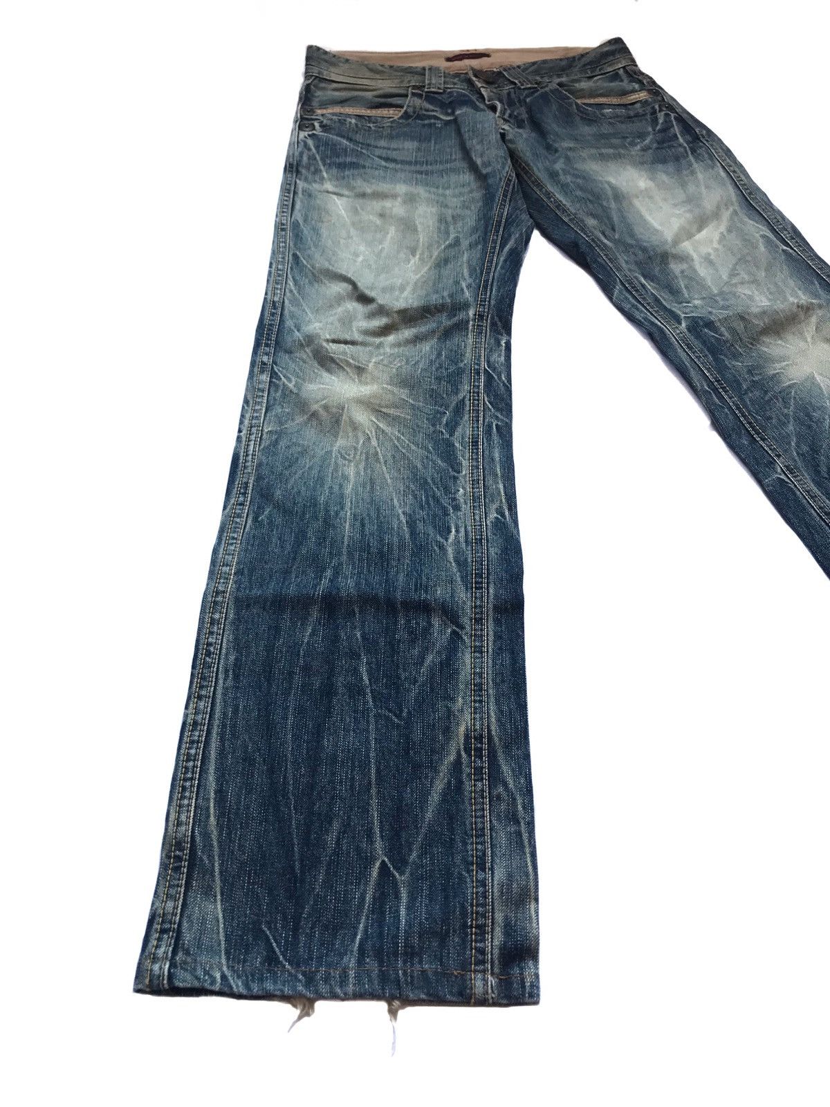 image of Beauty Beast x Hysteric Glamour Vintage Blue Way Japan Mudwash Flare Distressed Jeans (Size 30)