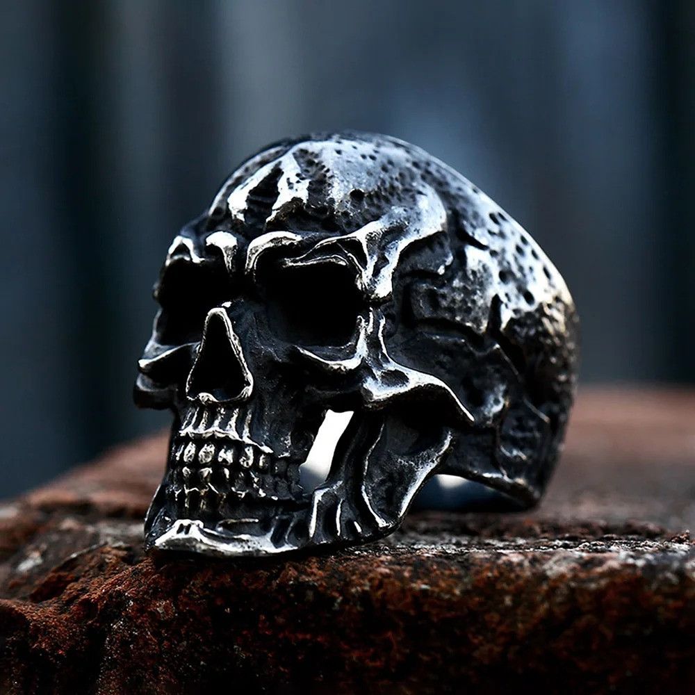 Vintage Black Skull Ring Size ONE SIZE - 2 Thumbnail