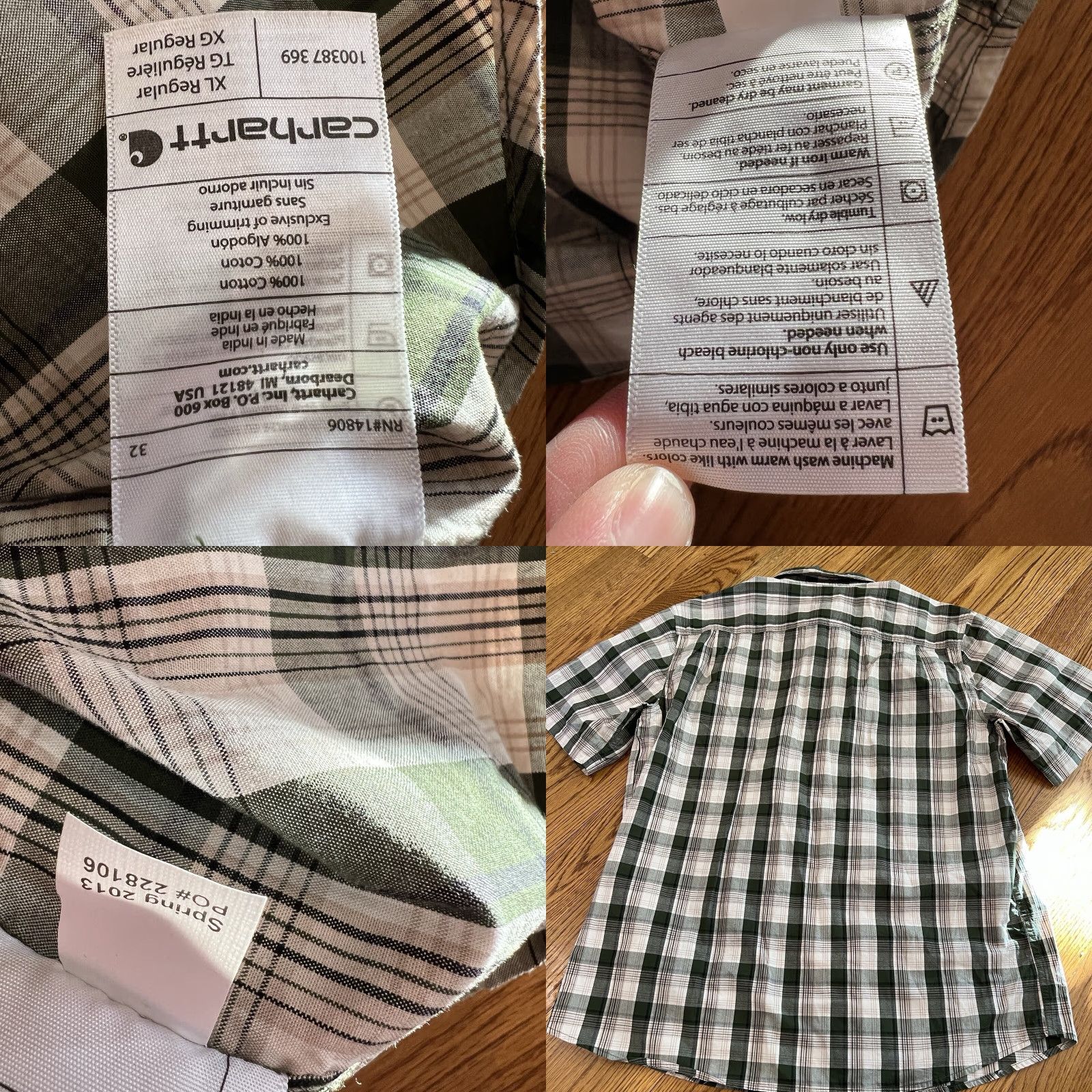 Carhartt VINTAGE Carhartt Men's Short Sleeve Plaid Button-Up Workwear Shirt XL Blue Cotton Size US 36 / EU 52 - 8 Thumbnail