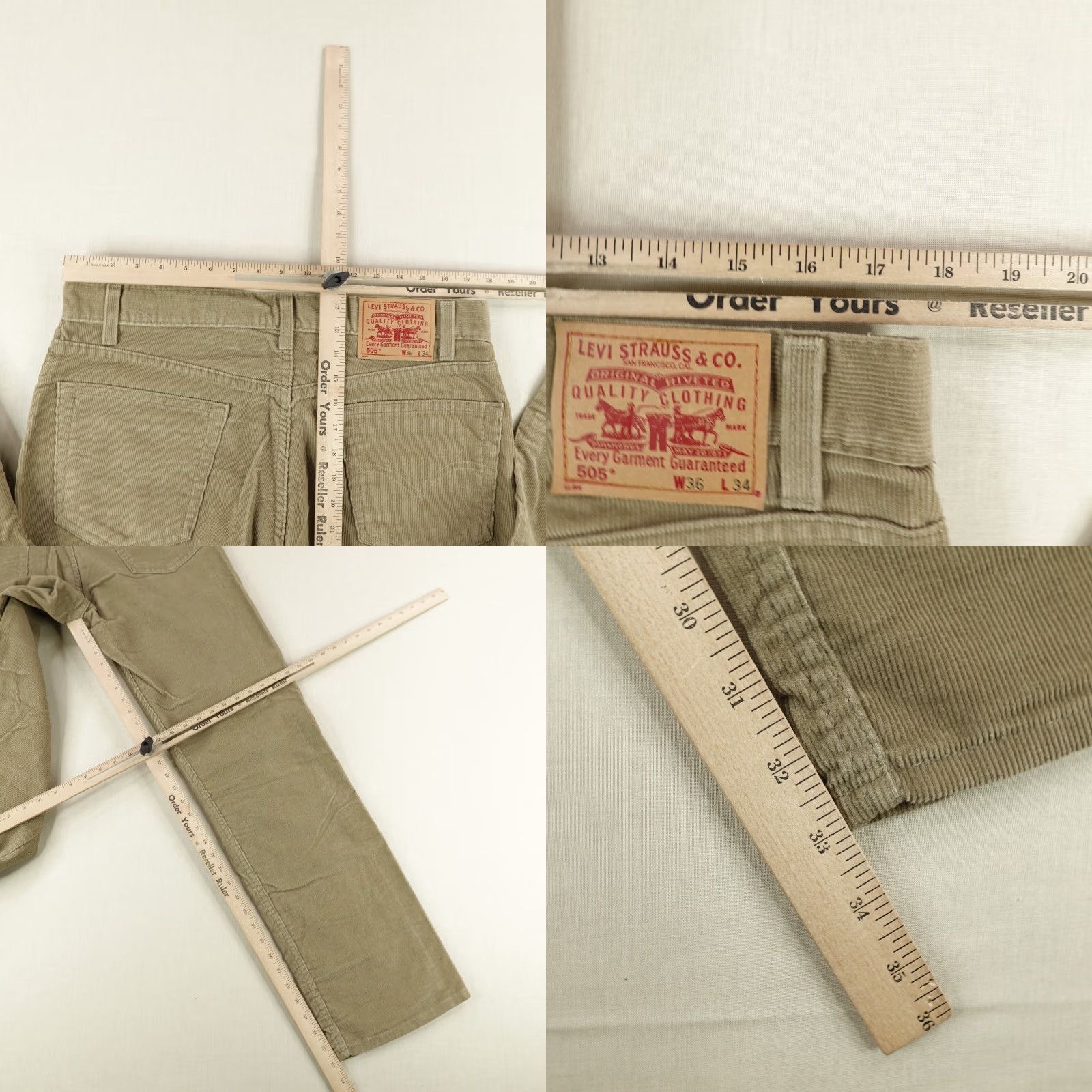 Levi's Vintage Levis Pants Mens 36x34 Brown 505 Corduroy Regular Straight Y2K Levi's 500 Series Mens Pants Brown Corduroy 36 34 Regular Vintage Size US 36 / EU 52 - 8 Thumbnail