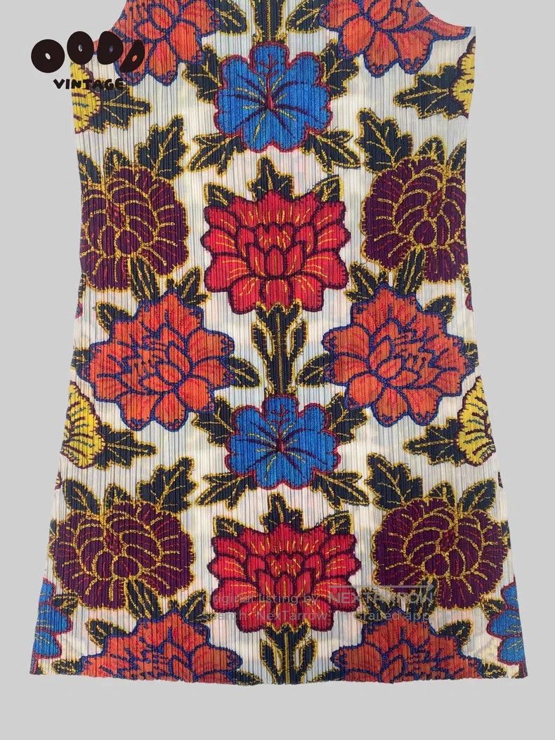Issey Miyake Issey Miyake Peony Flower Printed Pleated Vest Dress Size L / US 10 / IT 46 - 3 Thumbnail