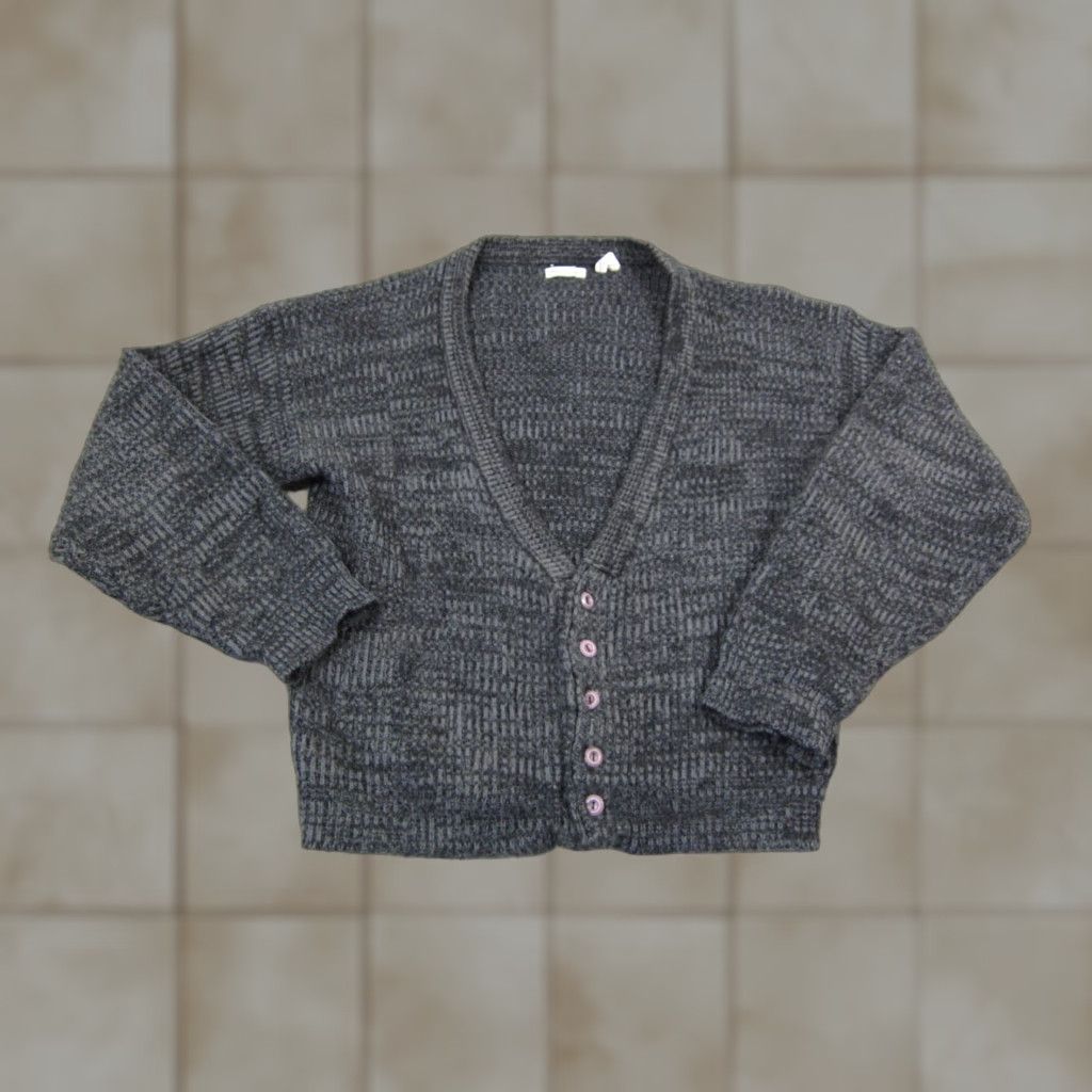Saturdays NYC VINTAGE Saturdays Cardigan Mens XL Black Gray Knit 80s Sweater Knit Style: Tight-Knit Long Sleeve V-Neck Cardigan 80s USA Size US XL / EU 56 / 4 - 1 Thumbnail