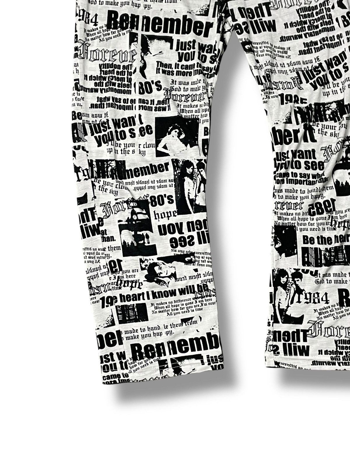 Designer × Japanese Brand Blue Trive Newspaper Pattern Cotton Spandex Pants (4) Size US 30 / EU 46 - 5 Thumbnail