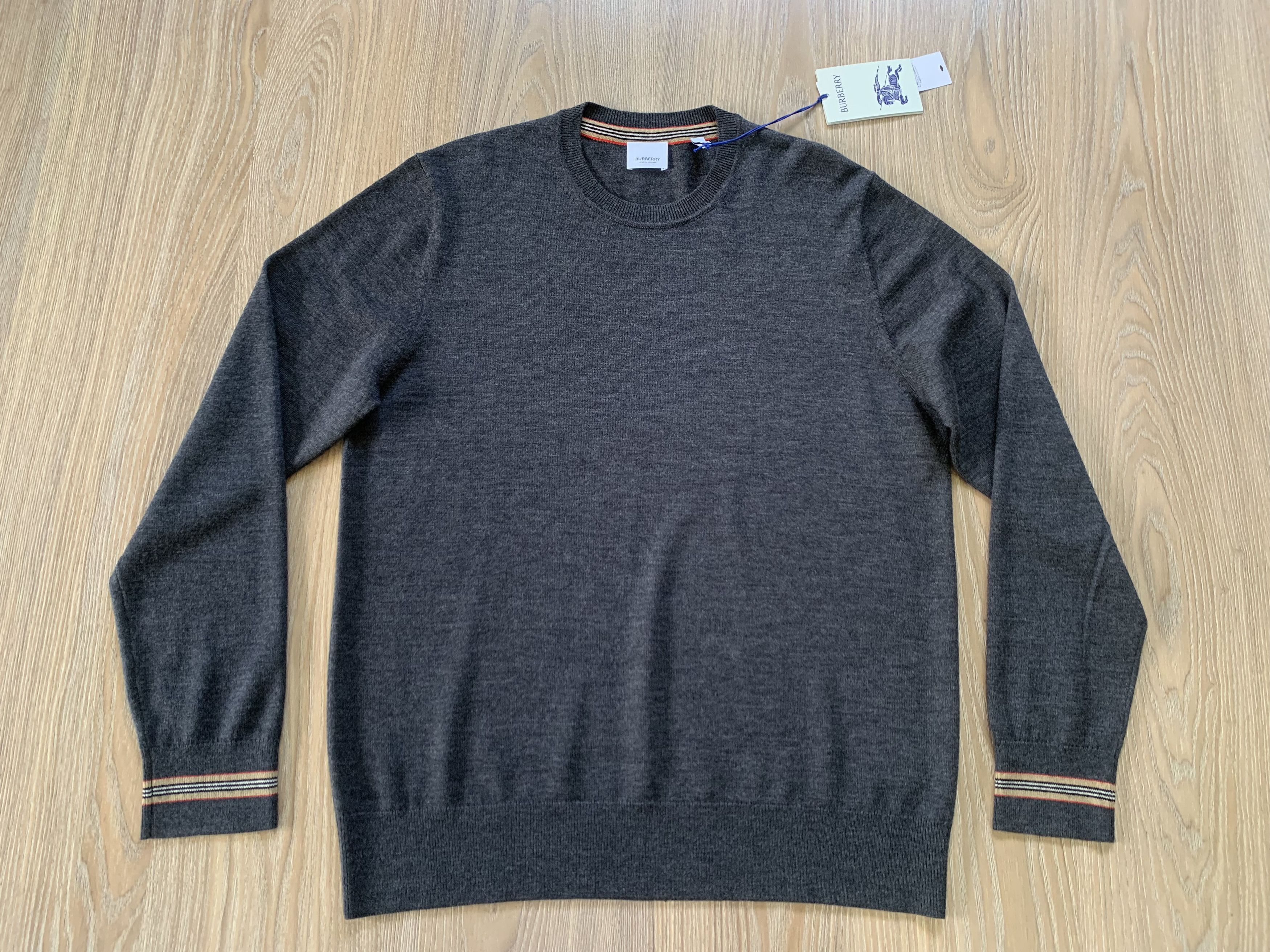 Burberry Burberry Paradise Mens Merino Wool Melange Grey Sweater Size US XL / EU 56 / 4 - 2 Thumbnail