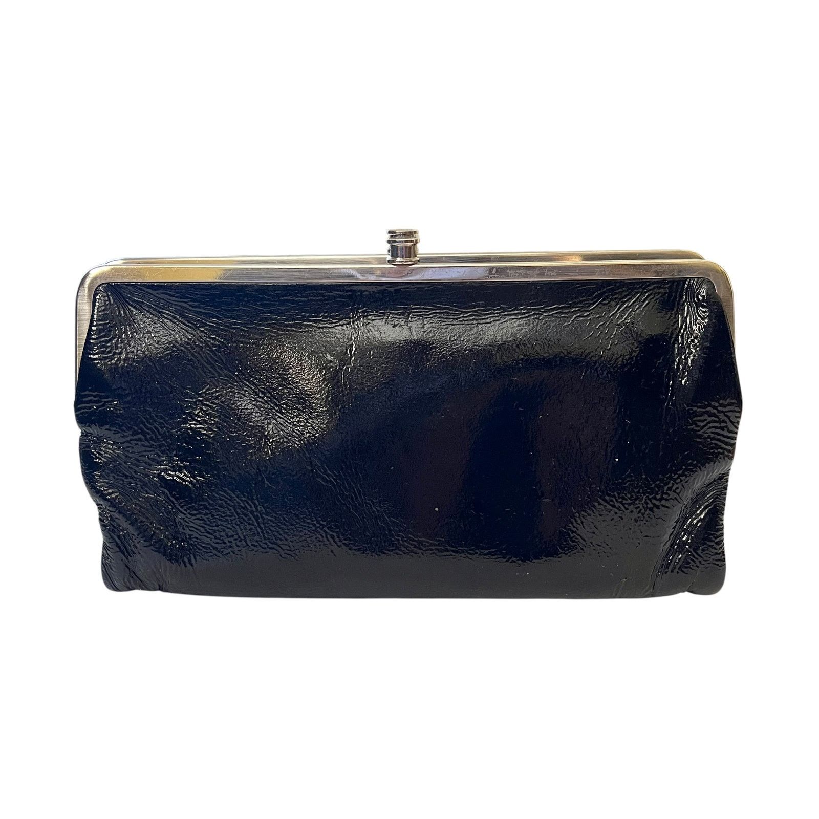 Hobo HOBO Lauren Black Crinkle Patent Leather Double-Frame Wallet Size ONE SIZE - 1 Thumbnail