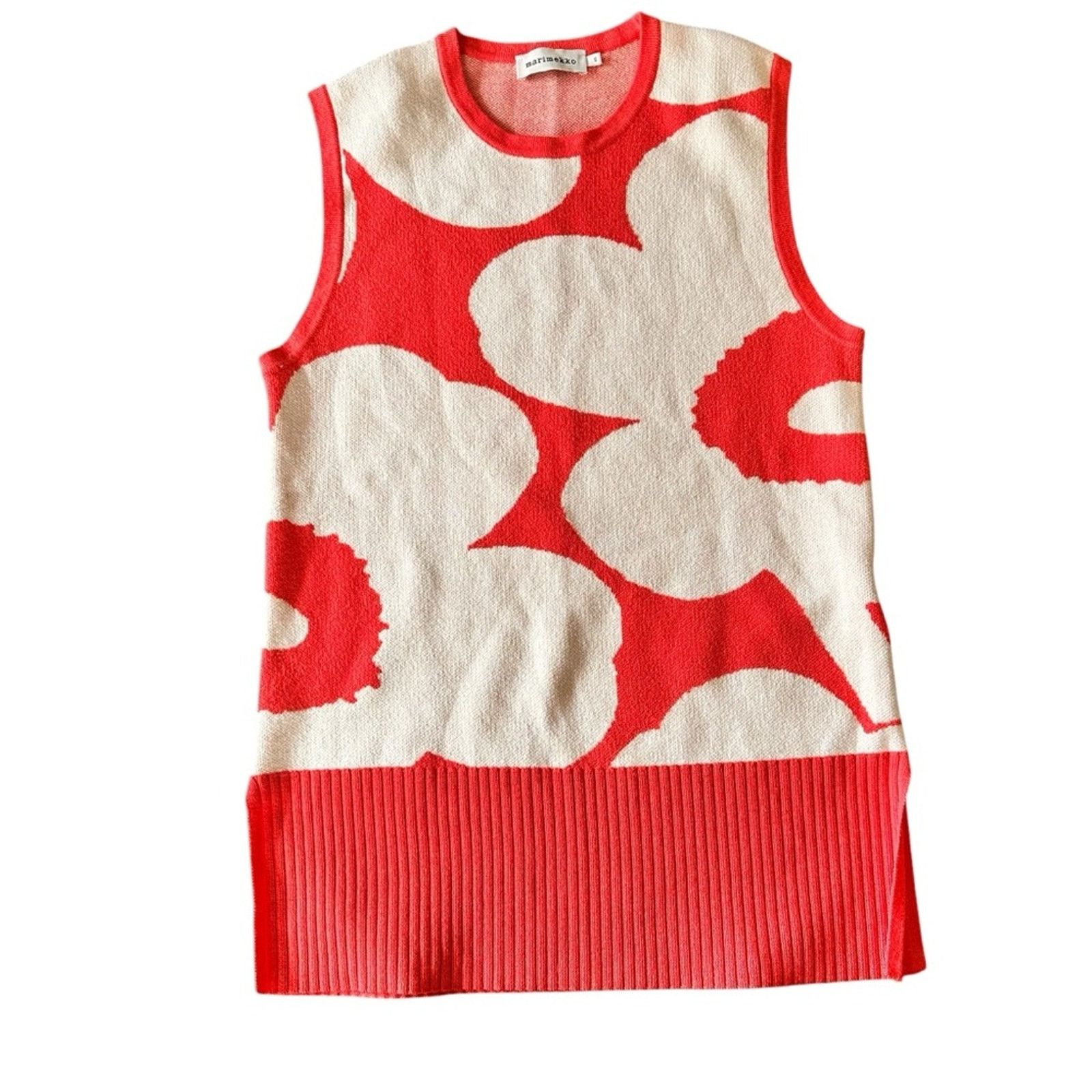 Marimekko Marimekko Tilma Unikko Knitted Wool Vest – White/Red Size XS Size XS / US 0-2 / IT 36-38 - 6 Thumbnail