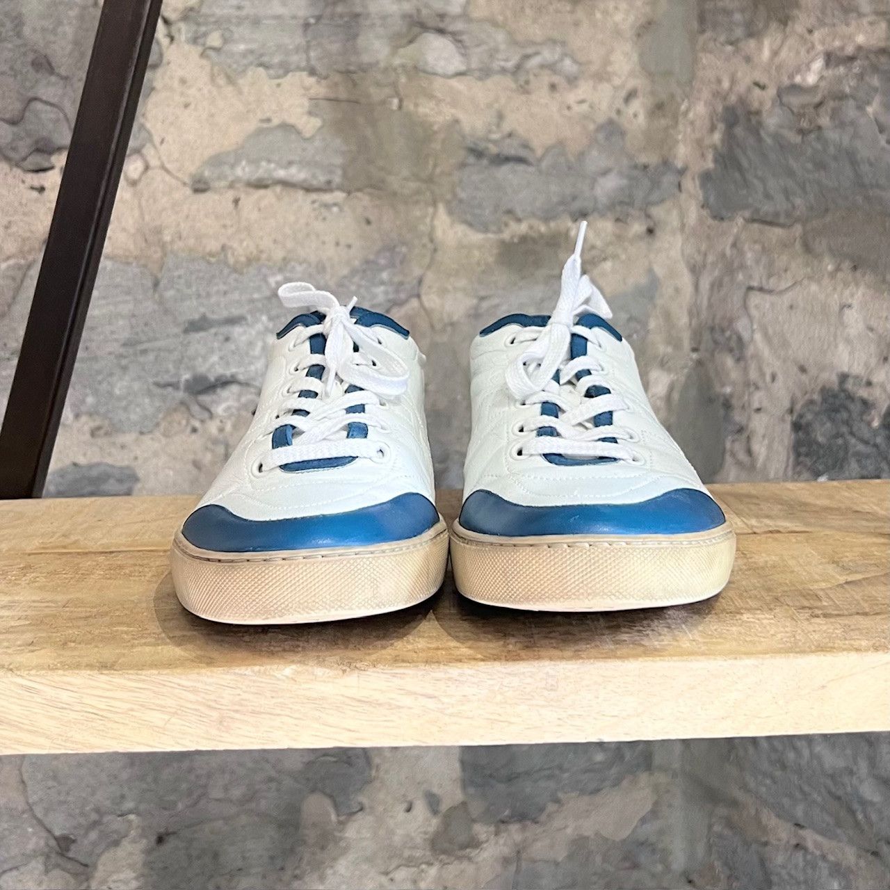 Hermes Hermès White Leather Blue Accent H Low-top Sneakers Size US 8 / EU 41 - 5 Thumbnail