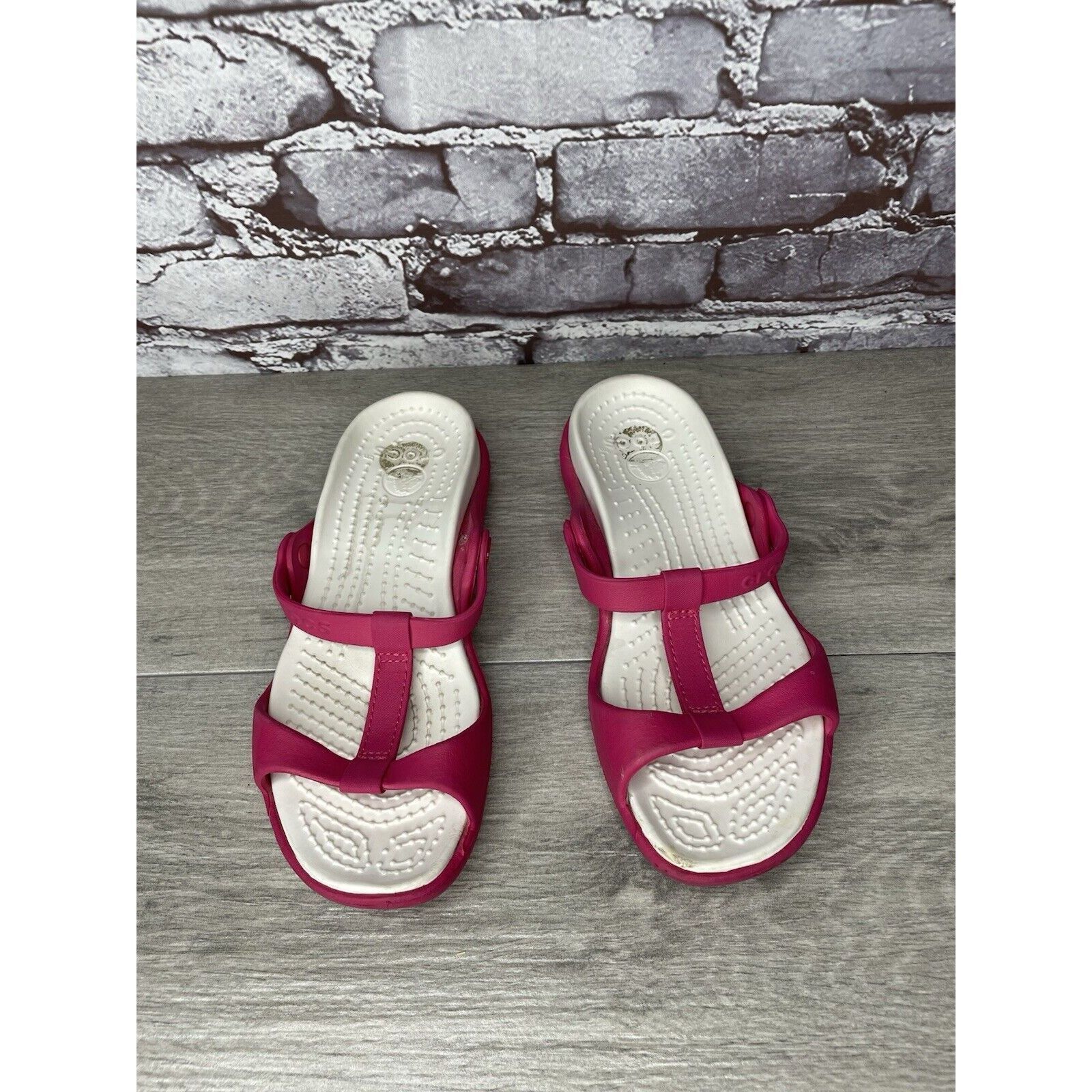 Crocs Crocs Pink Rubber Slides Lightweight Wedge Comfort Sandals W Size US 7 / IT 37 - 10 Thumbnail