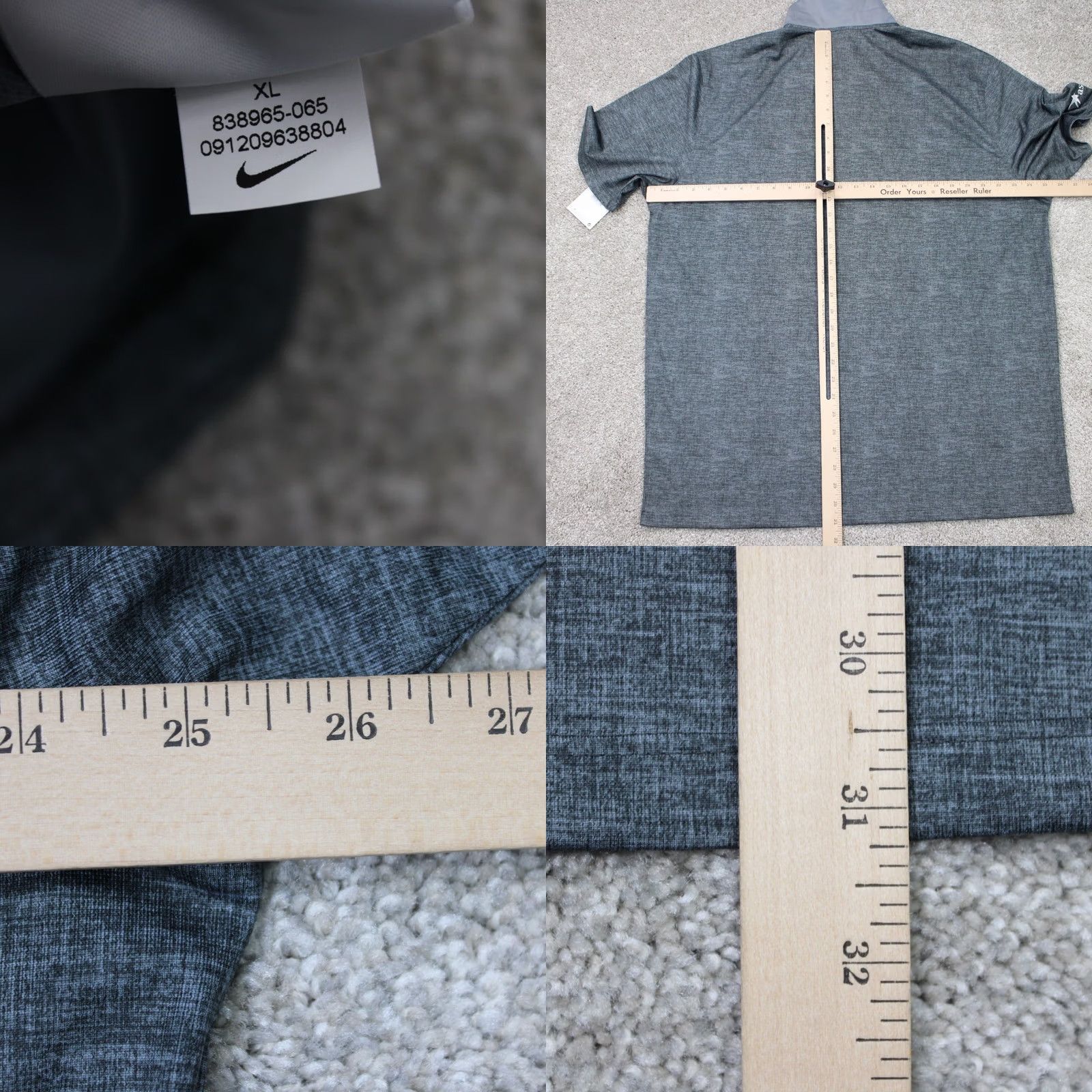 Nike Nike Polo Shirt Mens XL Gray 100% Polyester Short Sleeve Pullover Golf Dri-Fit Crosshatch Logo Size US XL / EU 56 / 4 - 9 Thumbnail