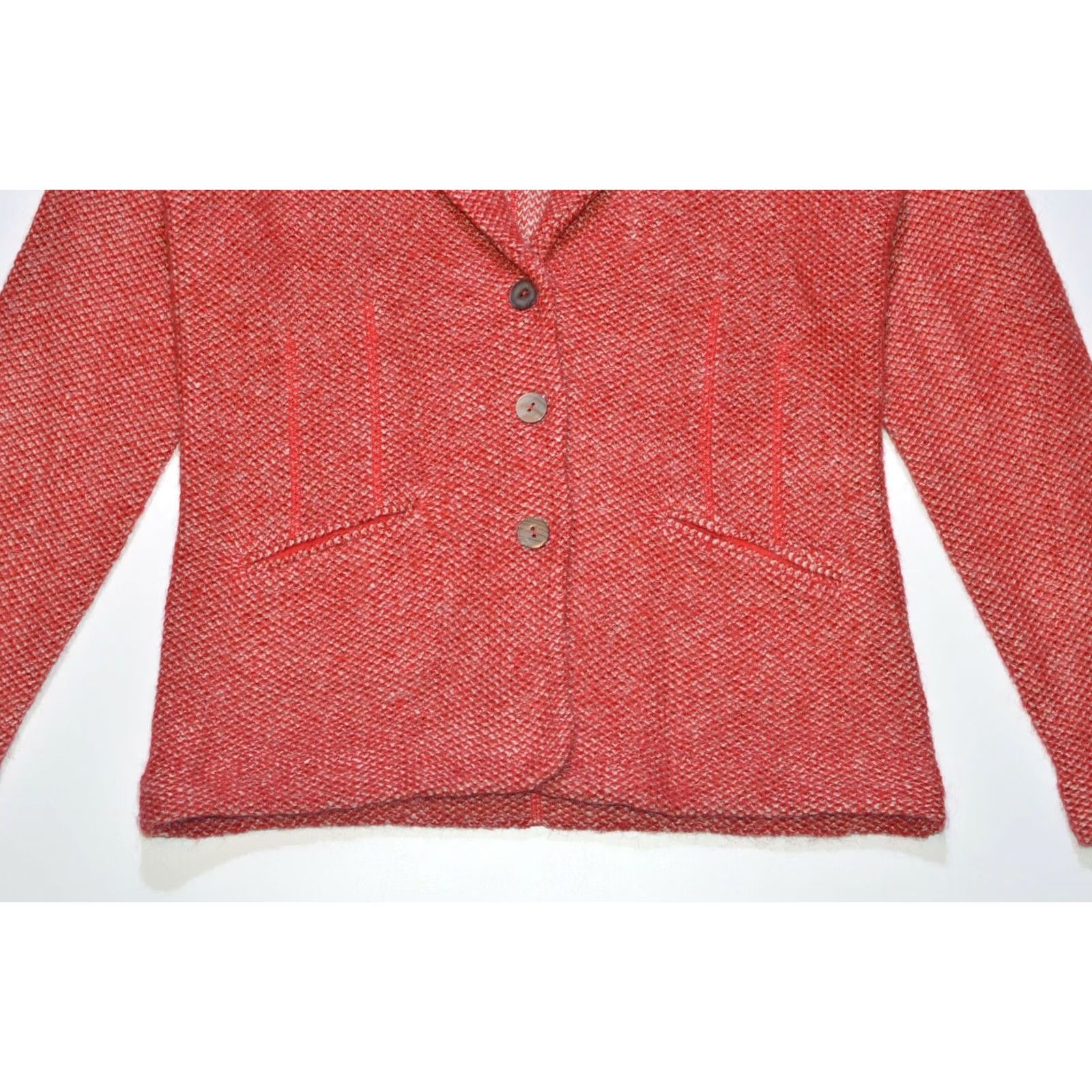 Vintage Wmns Purdey Cardigan Sweater, Red, Size L, Acrylic Mohair, CP2072, Regular, Womens Size L / US 10 / IT 46 - 3 Thumbnail