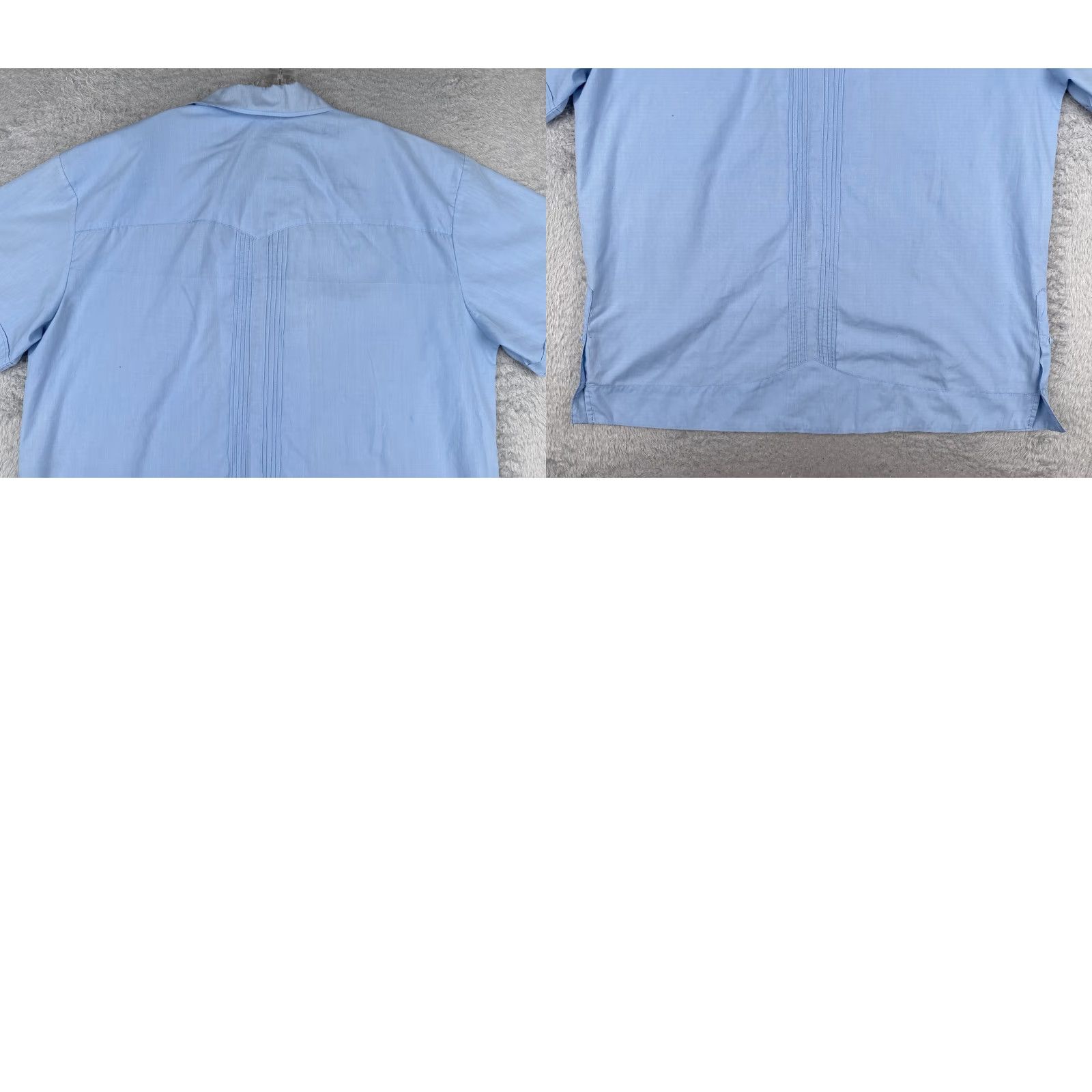 Vintage Guayabera Shirt Men XL Blue Button-Up Short Sleeve Polyester Blend Embroidered Aloha Beach Hawaiian Vacation Resort Shirt Mens Size US XL / EU 56 / 4 - 9 Thumbnail