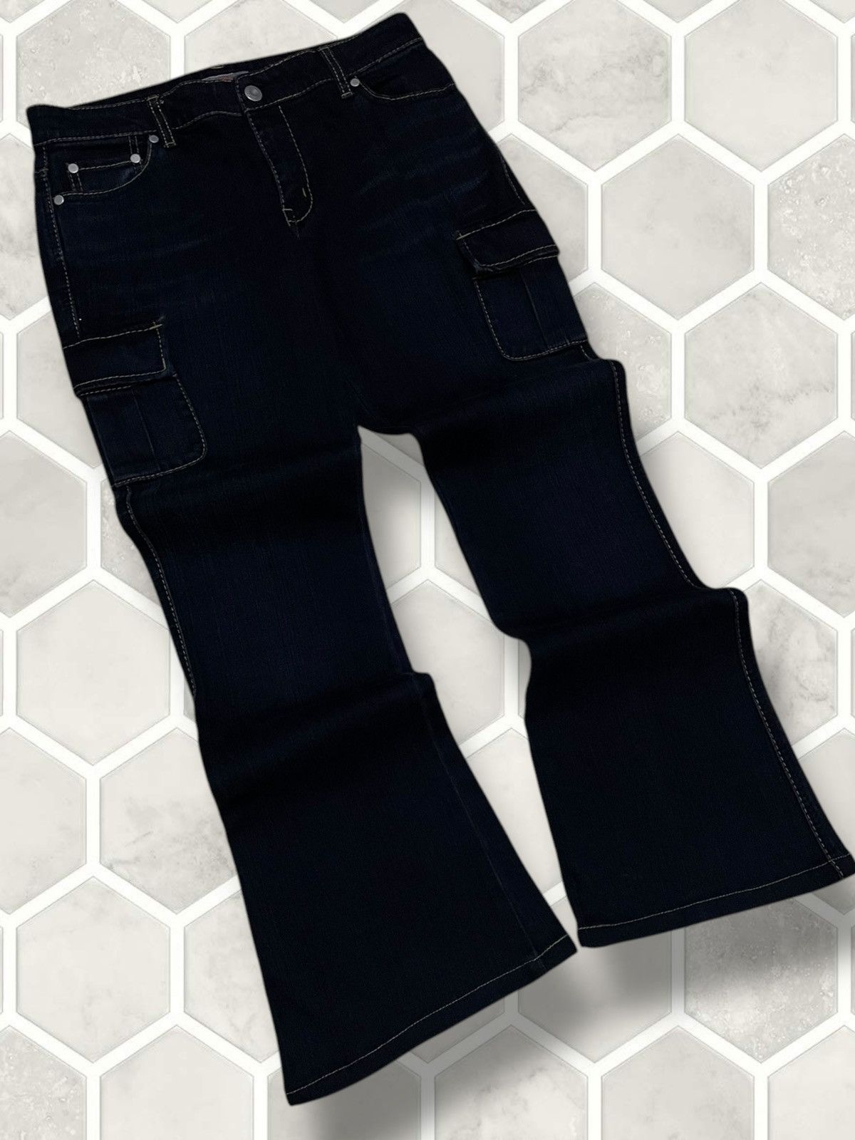 Tornado Mart Vintage 90s Japan Designer Olala Sassion Flared Cargo Denim Size US 29 - 2 Thumbnail