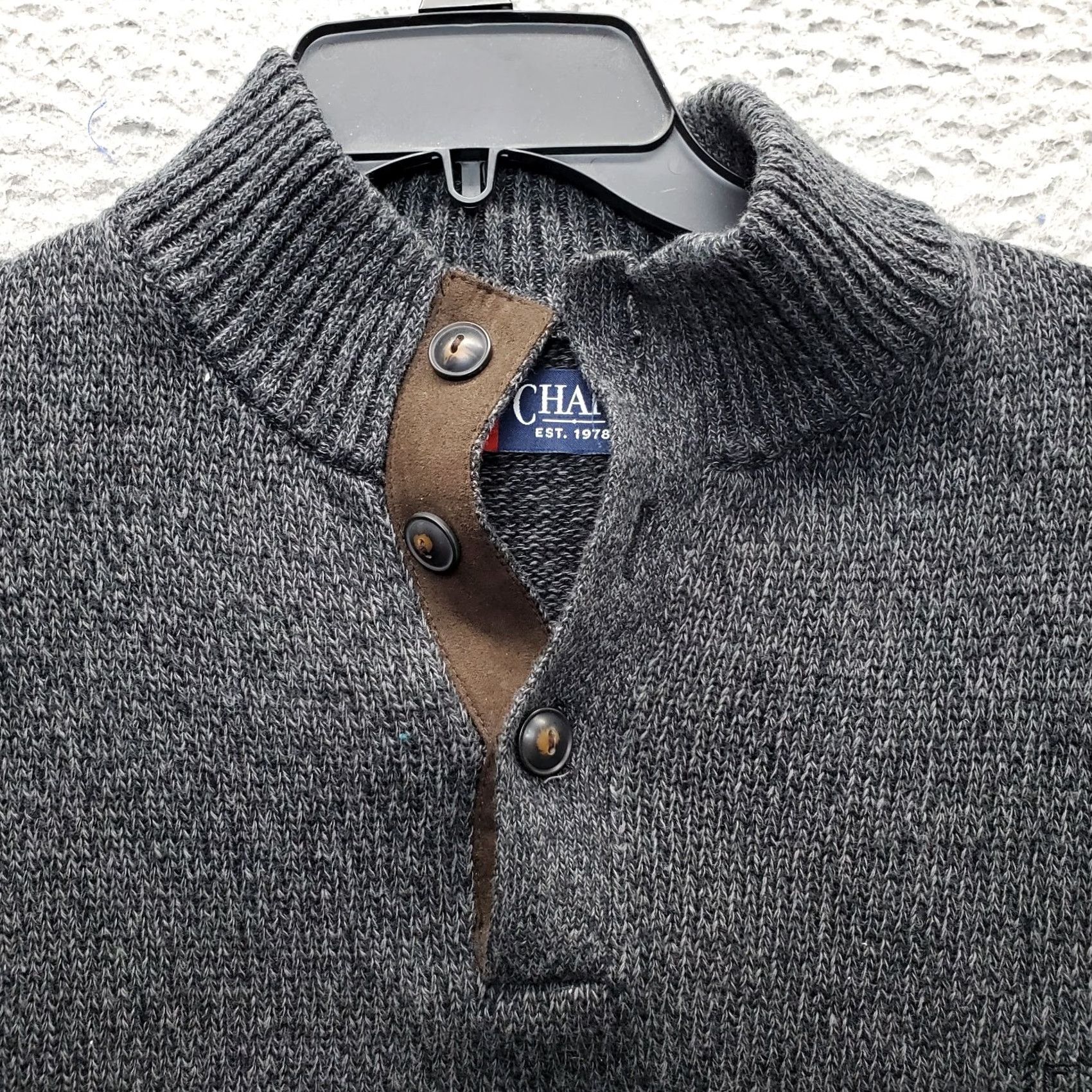 Chaps Chaps Mens XXL Gray Cable-Knit Raglan Sleeve 1/4 Button Pullover Sweater Size US XXL / EU 58 / 5 - 5 Thumbnail