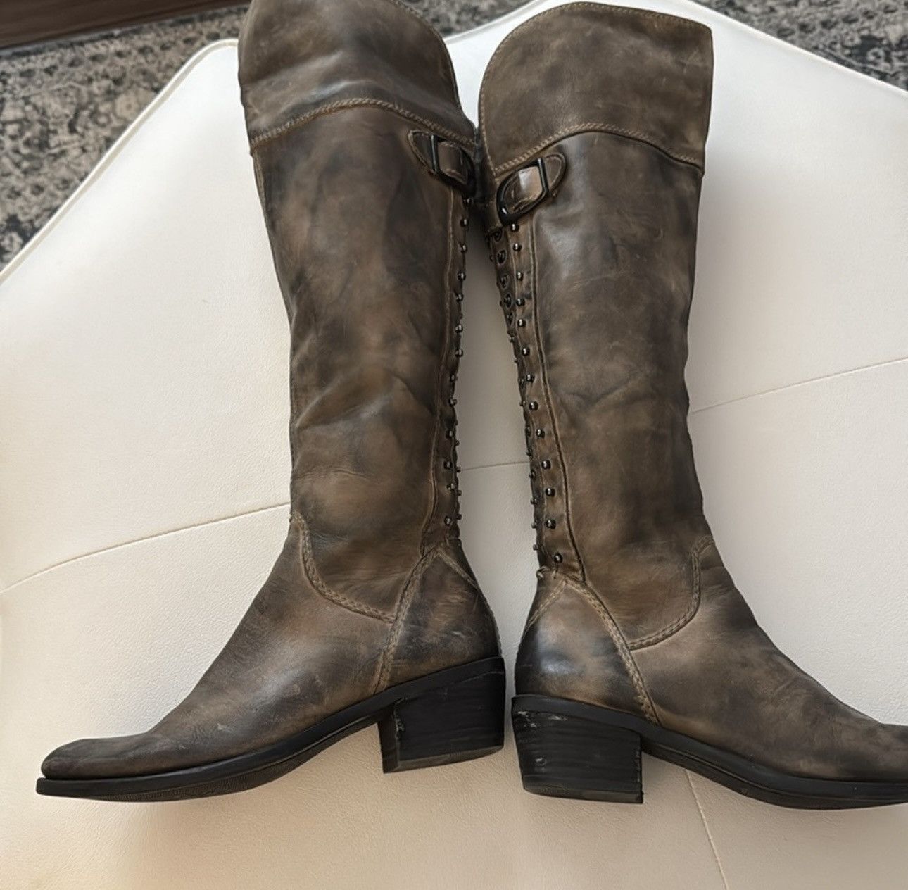 Vince Camuto Vince Camuto Antique Distressed Studded Riding Boots Size US 6 / IT 36 - 9 Thumbnail